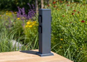 Steckdosensäule 4-fach, IP44, Anthrazit, 250V~/ 16A, 13x13x40cm