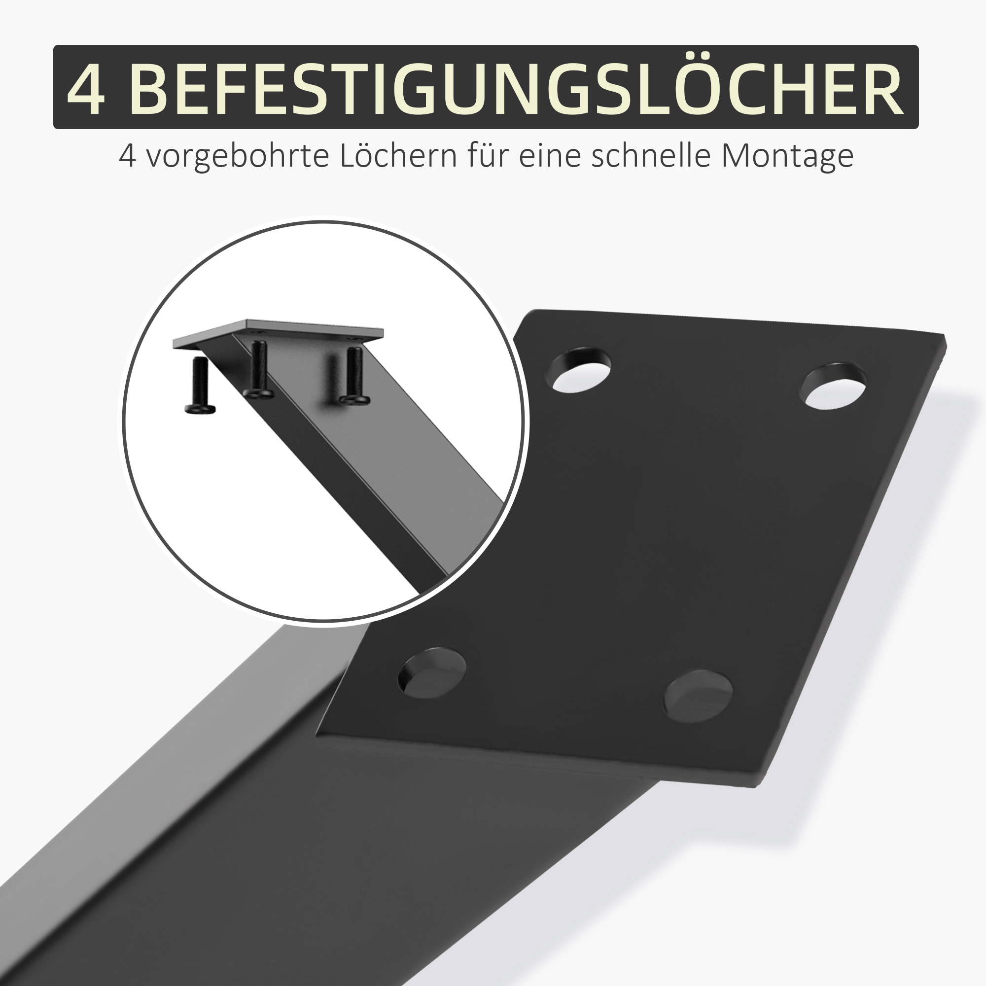 2 Stück Stahl Tischbeine Tischfüße für Esstisch Schreibtisch Couchtisch Tischgestell in X-Form Schwarz 72cm