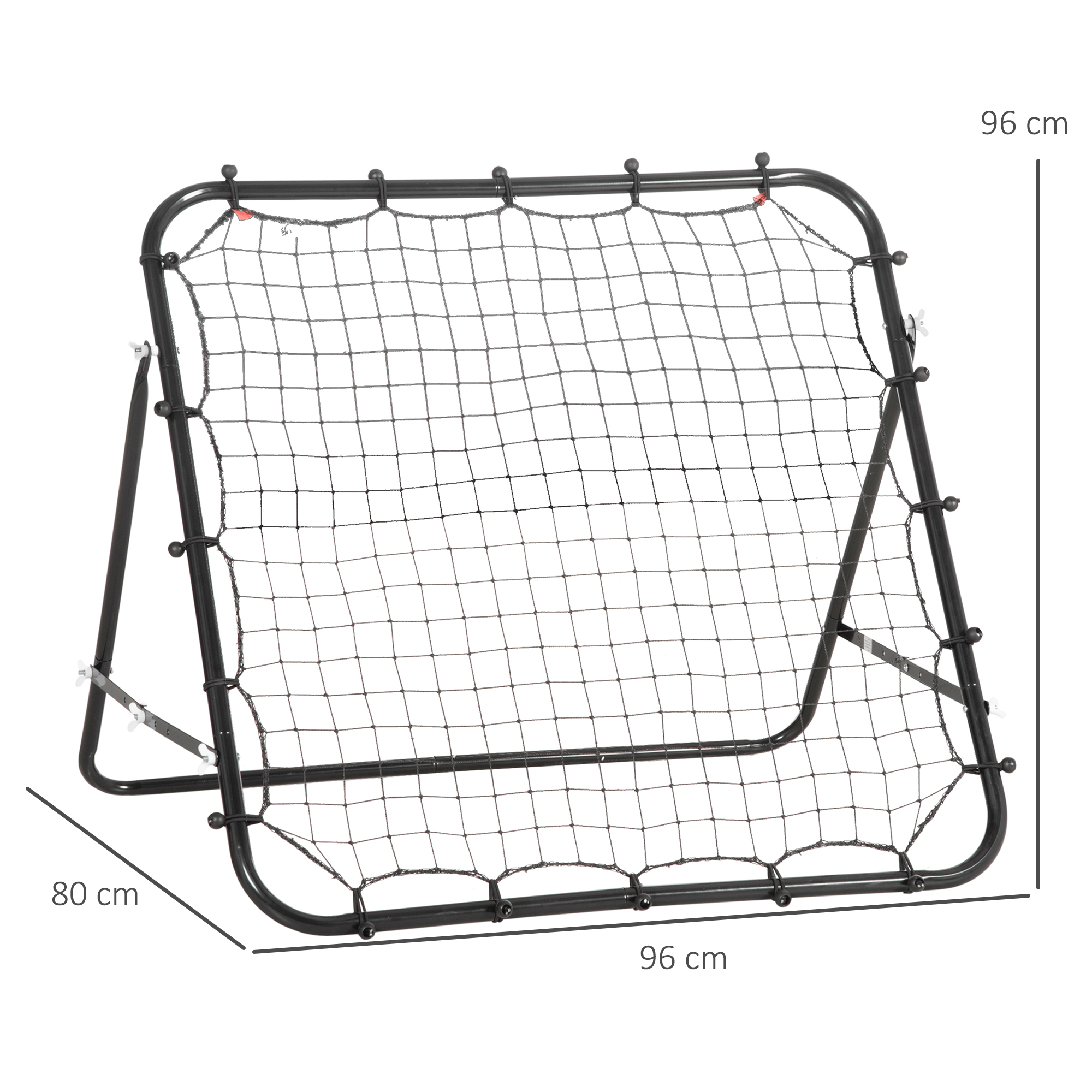Rebounder für Fußball, 84 x 84 cm Fussball Rebounder mit stufenlos verstellbarem Winkel, Kickback Rückprallwand Fußballtor für Jugendliche Schuss-, Pass- und Ballannahmetraining Schwarz