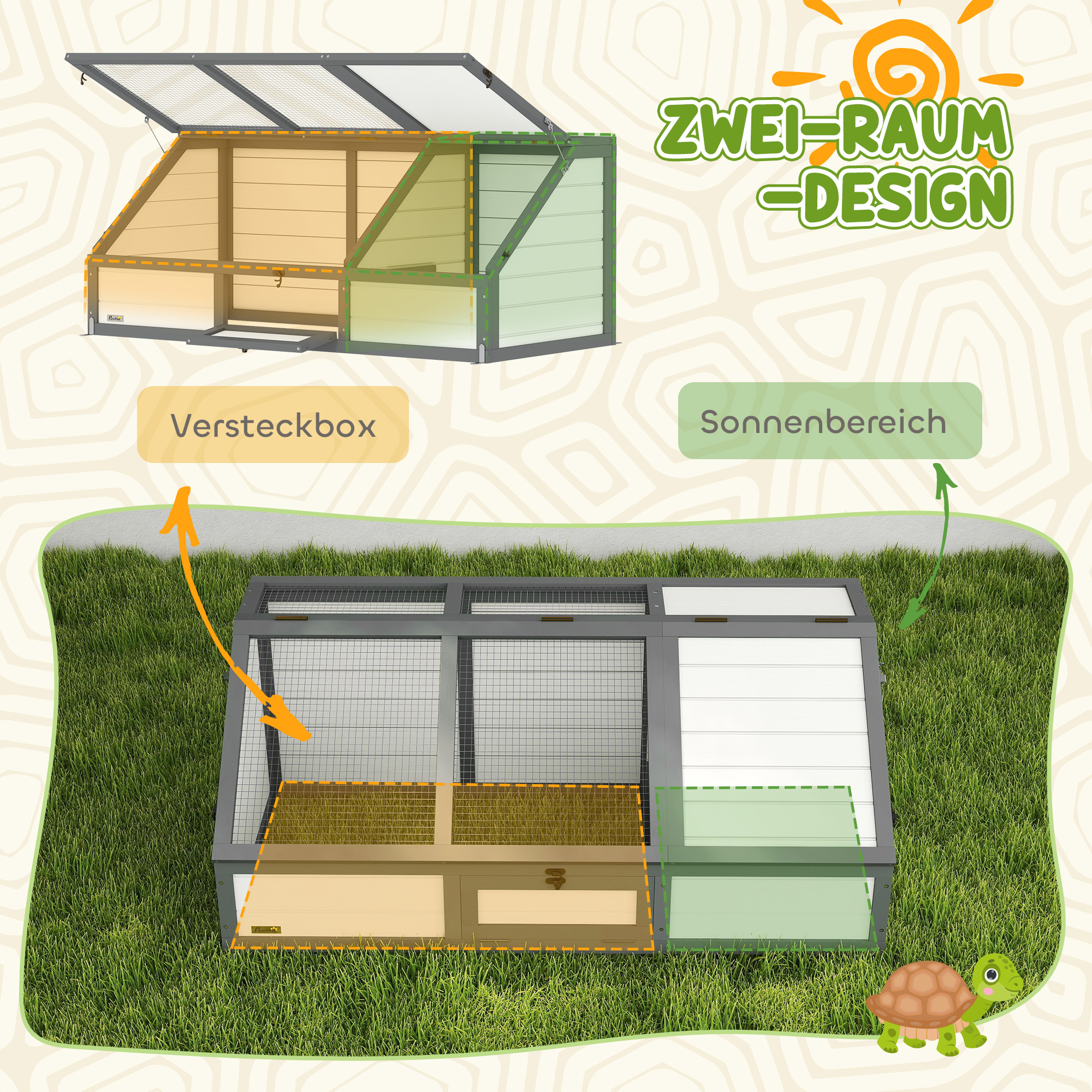 Schildkrötenbox, Outdoor Schildkrötengehege, bodenloses Design, leicht zu öffnen, Schildkrötenhaus, Weiß