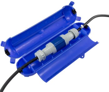 Kabelschutzbox für Aussen IP44 XL, für CEE, LxØ 365x90mm, Blau Kabelschutzbox für Aussen IP44 XL, für CEE, LxØ 365x90mm, Blau