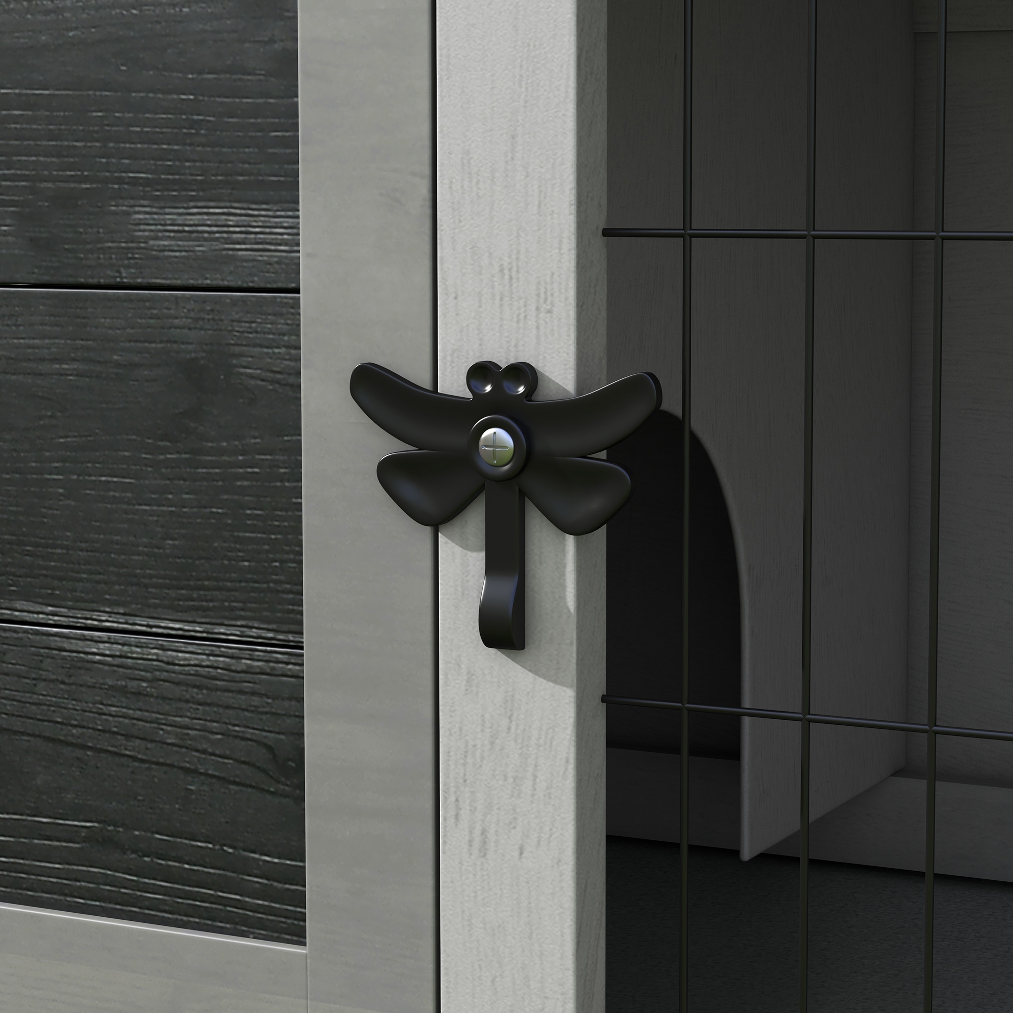 Hasenstall Kaninchenstall aus Tannenholz Winterfest Hasenkäfig mit aufklappbar Dach 84x43x70 cm Grau