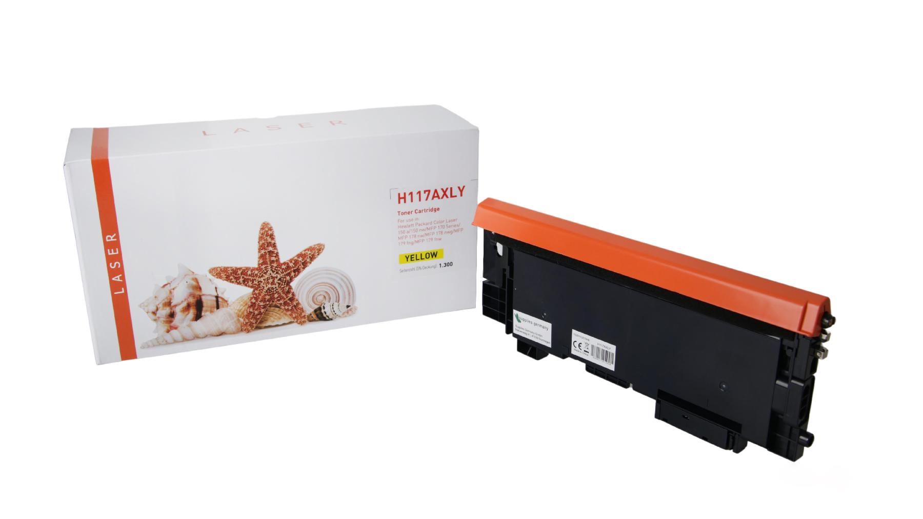 117AXLY mit Chip alternativ Toner yellow für HP / W2072A / 1.300 Seiten