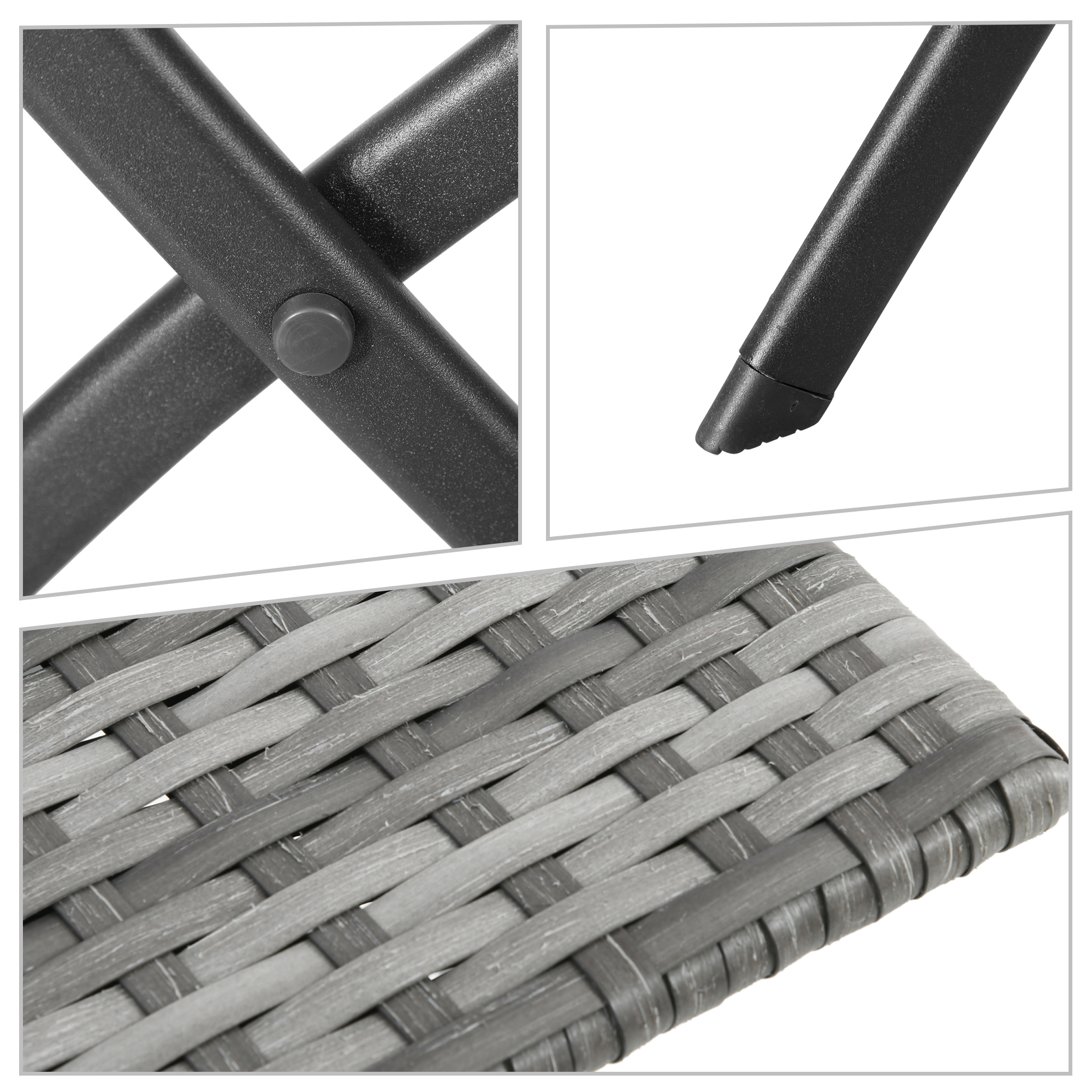 Polyrattan Bistroset für 2 Personen Sitzgruppe Rattan Gartenmöbel Set Garnitur Grau