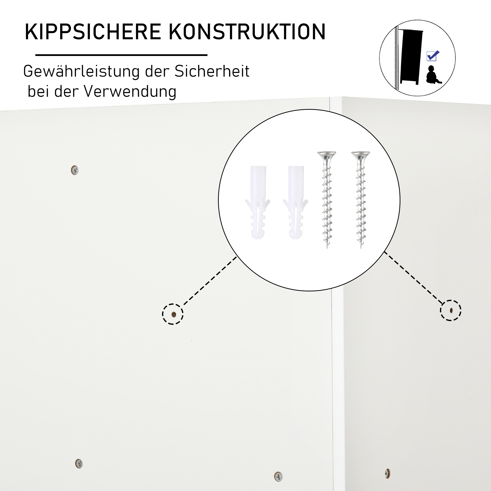 Aufbewahrungsregal für Kinder, 3 Vliesschubladen, MDF, kippsicher, Weiß