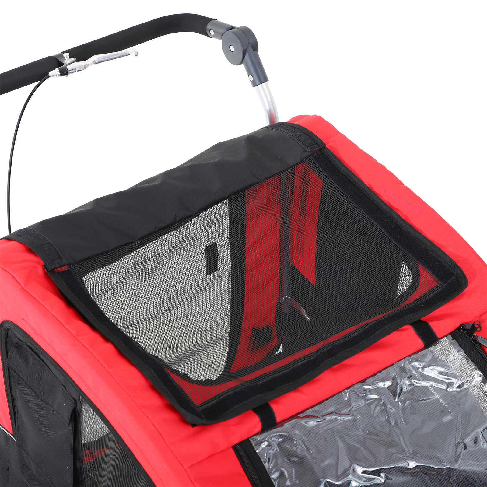 Hundeanhänger mit Jogger-Funktion Universalkupplung Stahl Rot+Schwarz