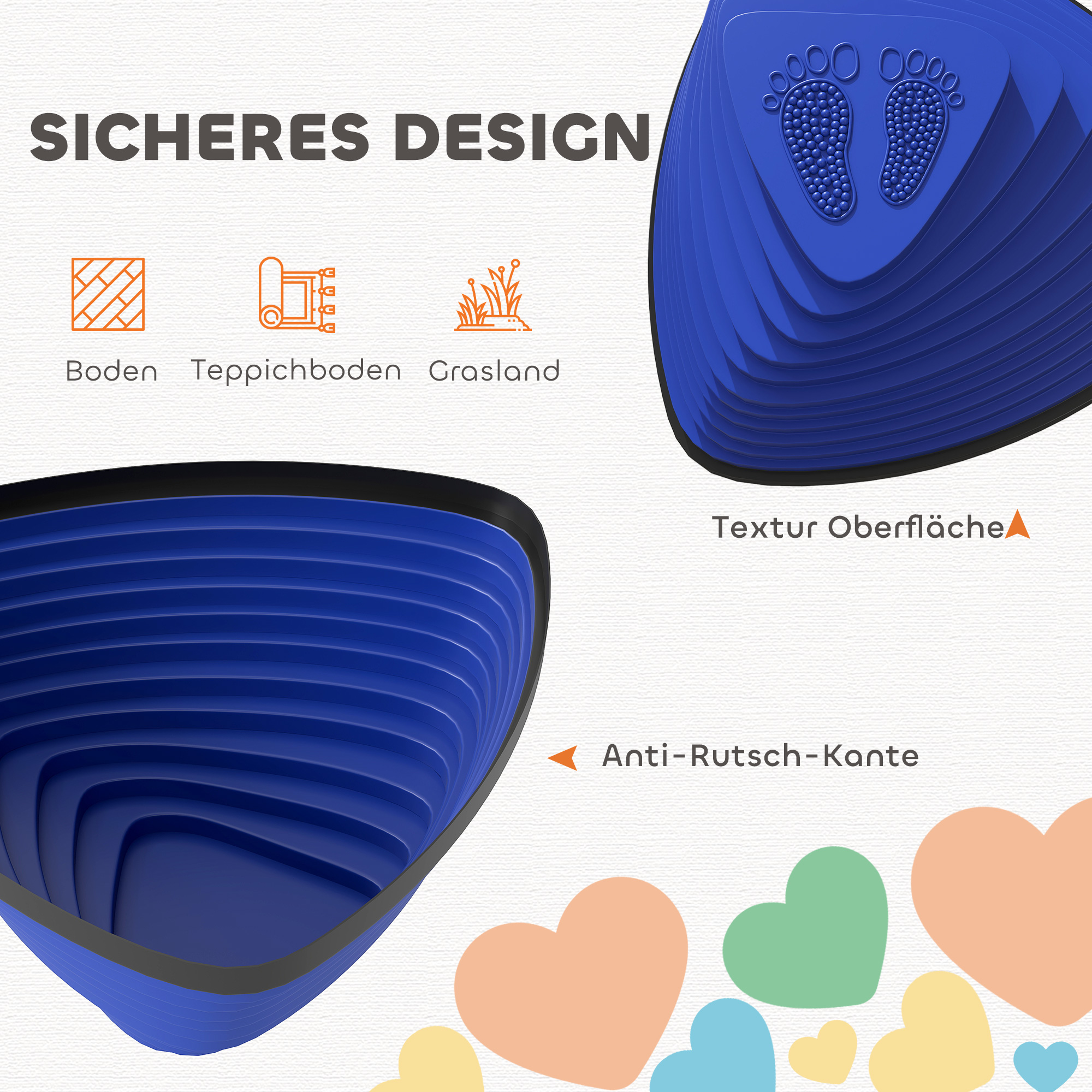 9er-Set Trittsteine, rutschfestes Design, für drinnen & draußen, stapelbar, Bunt