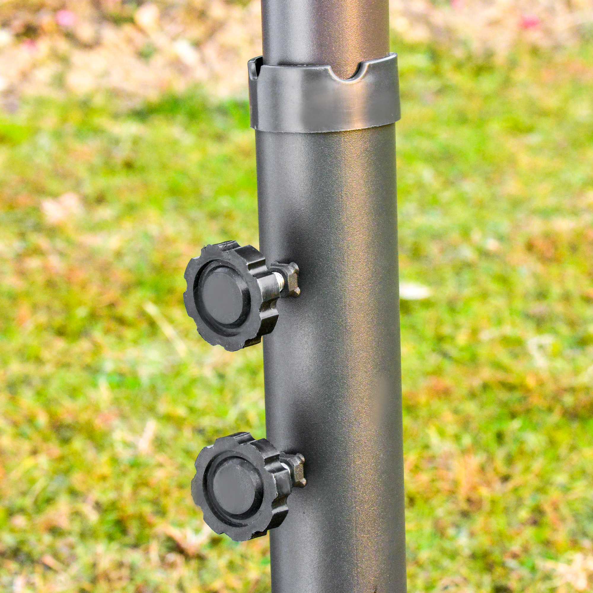 Sonnenschirm Gartenschirm Marktschirm Doppelsonnenschirm Terrassenschirm mit Schirmständer Handkurbel Dunkelgrau Oval 460 x 270 x 240 cm