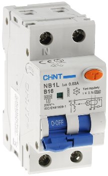 Leitungsschalter/ FI Kombination +N B16, 16A, 1-polig für DIN Trägerschiene