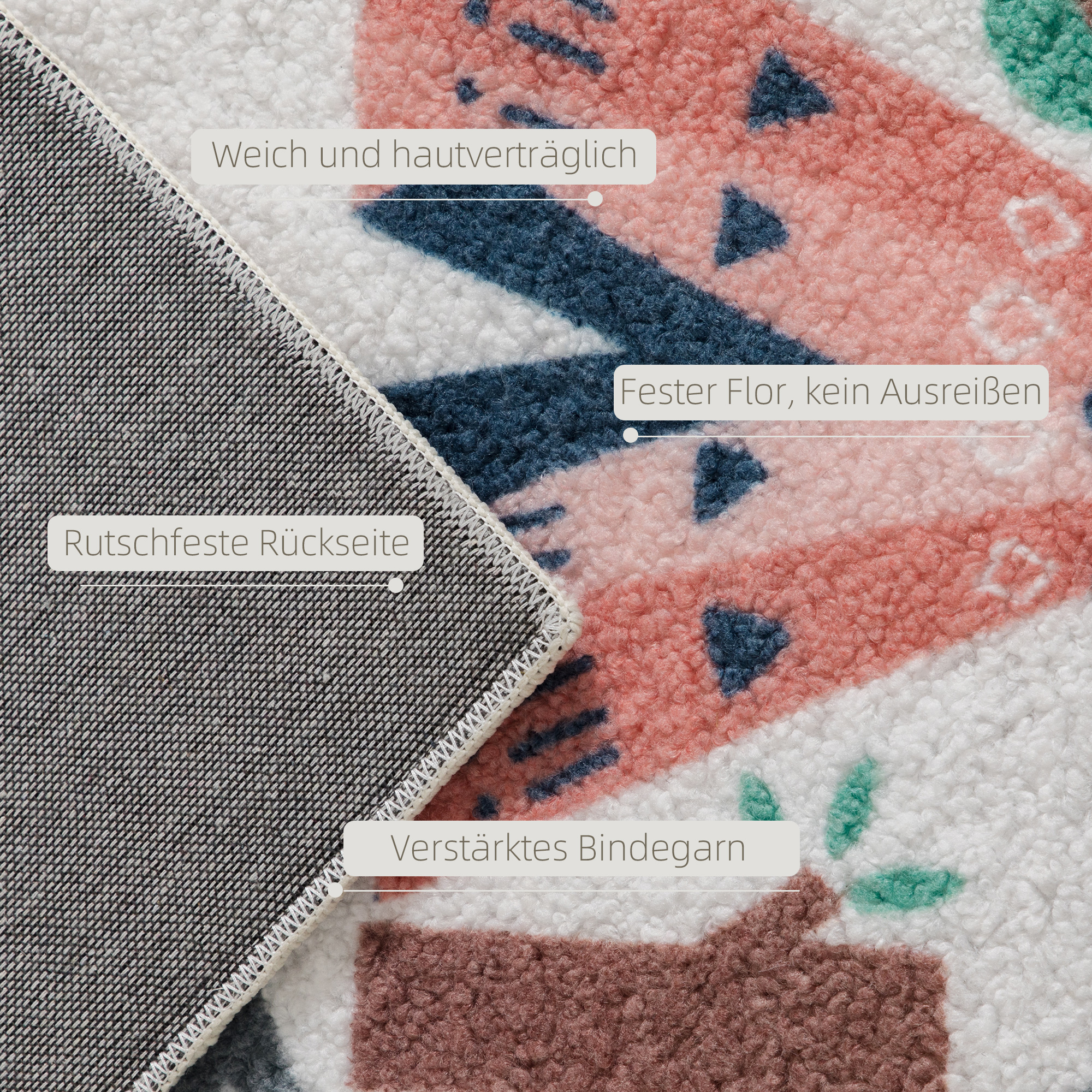 Teppich mit Autobahn-Muster, weißer Hintergrund, weiches Fleece, pflegeleicht, Bunt