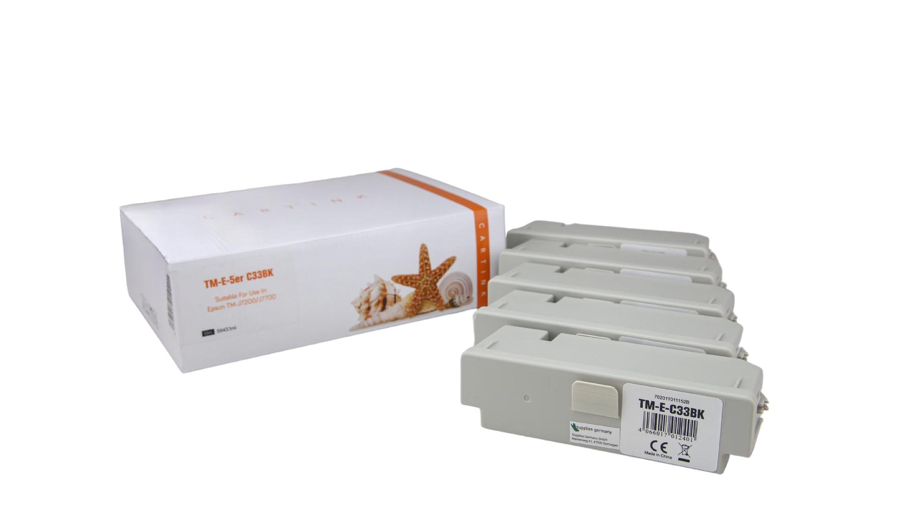 Multipack 5er SJIC33P(K) alternativ Tinte schwarz für Epson / C33S020655 / 5x43,1ml / 5er Pack