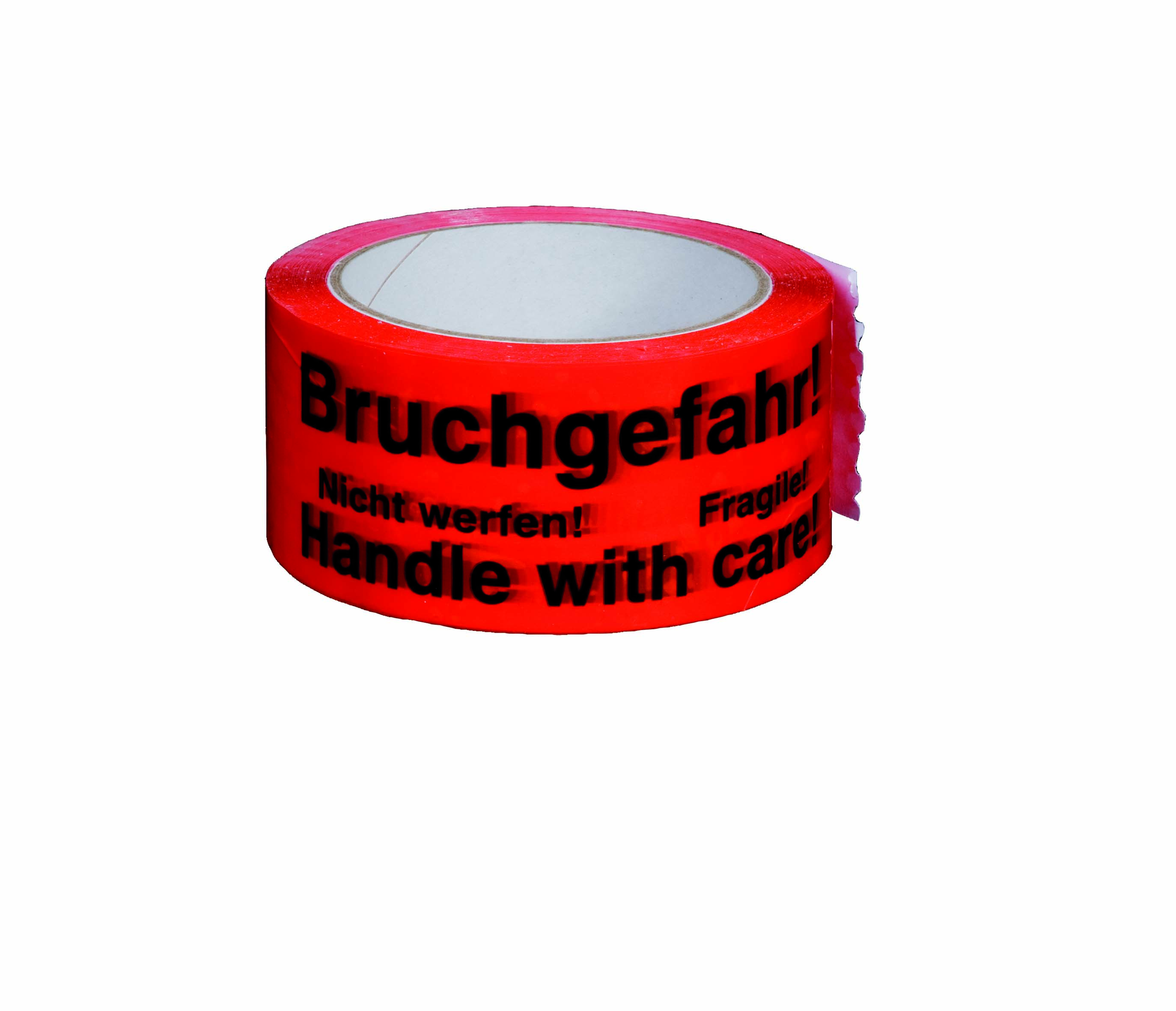 PP Signalklebeband "Bruchgefahr" - 3-sprachig, 6St. in Folie, 36St. im Karton