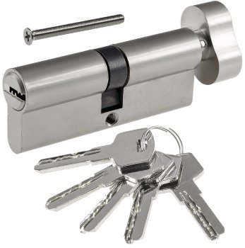 Schließzylinder 80mm (40+40mm) mit Knauf, Profil-Zylinder, 5 Sicherheits-Schlüssel Schließzylinder 80mm (40+40mm) mit Knauf, Profil-Zylinder, 5 Sicherheits-Schlüssel