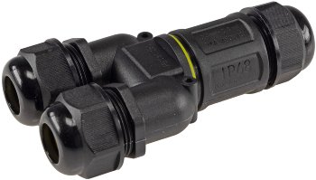 Kabelverbinder Y-Form, IP68, 450V/24A, Schraubanschluss, für Kabel Ø 8-12mm