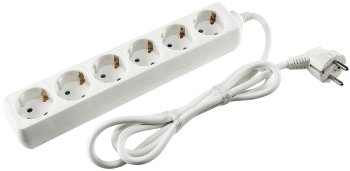 Schutzkontakt-Steckdosenleiste 6-fach, 3500W, 1,4m Kabel, weiß