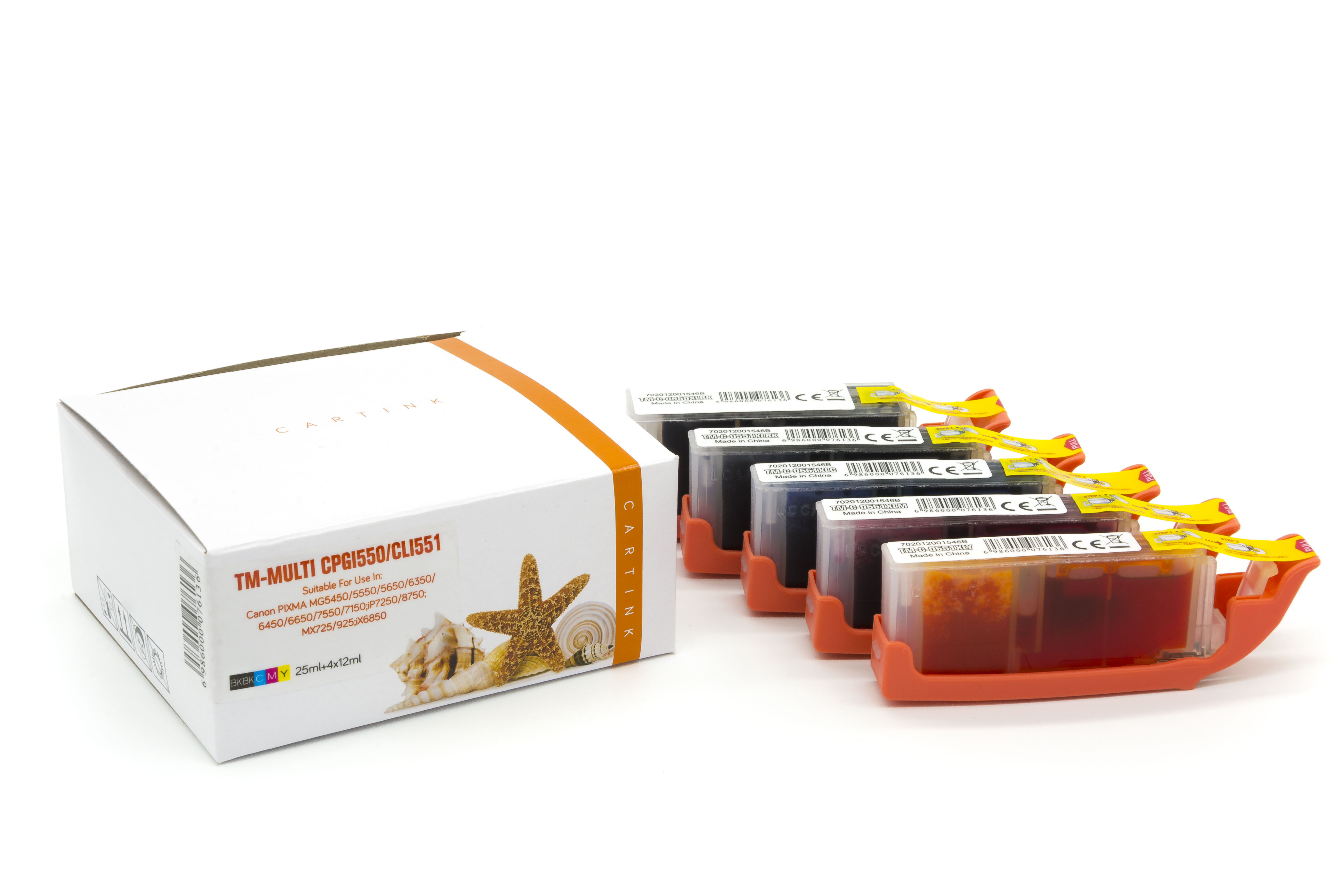 Multipack PGI550/CLI551 alternativ Tinte für Canon / 6431B001 / PGI55025ml / CLI551BK,C,M,Y12ml