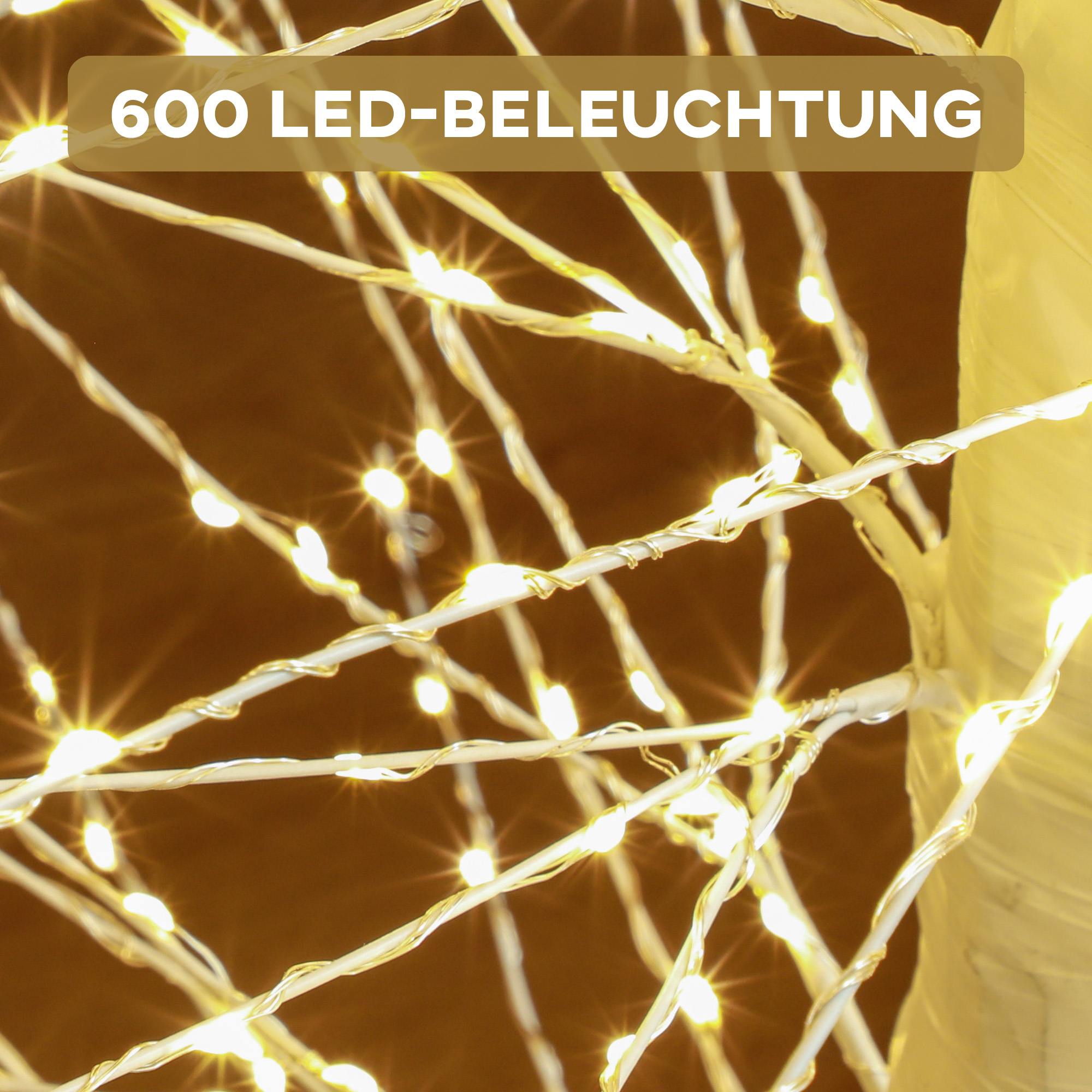 Kunsttanne mit LED-Beleuchtung, 180 cm hoher Weihnachtsbaum, realistische Rinde, Weiß