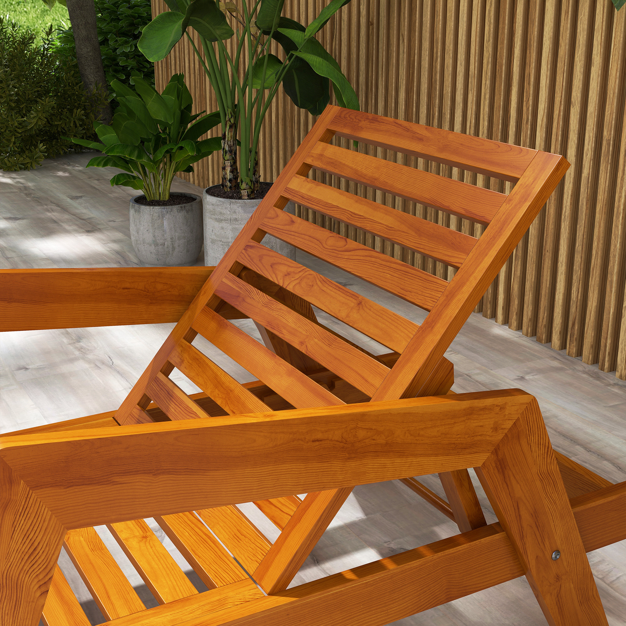 Sonnenliege Gartenliege Holzliege, Massivholz, 66 cm x 190 cm x 73,5 cm, Orange