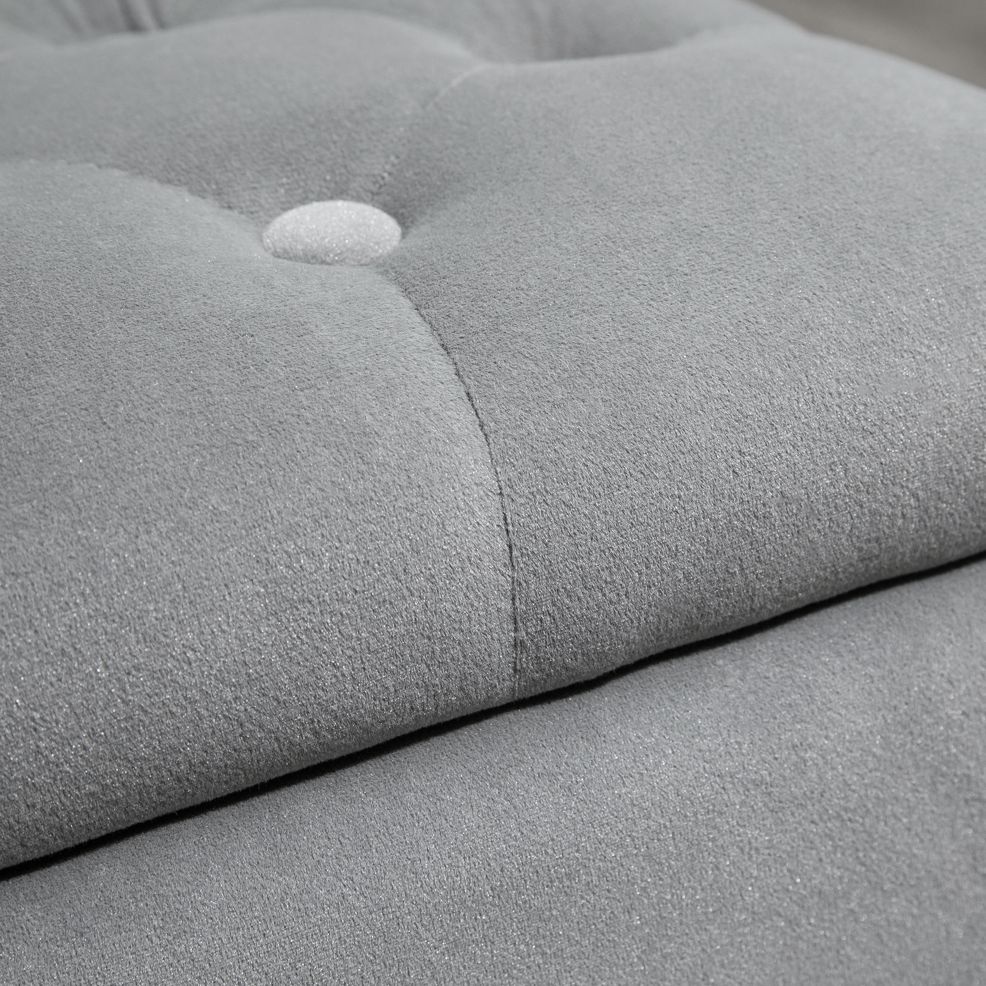 3-teiliges Set mit Stauraum, 2 x Sitzhocker, Polster-Sitztruhe, Fußhocker, Aufbewahrungsbox, Fußablage, belastbar bis 130 kg, Mikrofaserstoff, Schaumstoff, 75 x 40 x 42 cm, Hellgrau