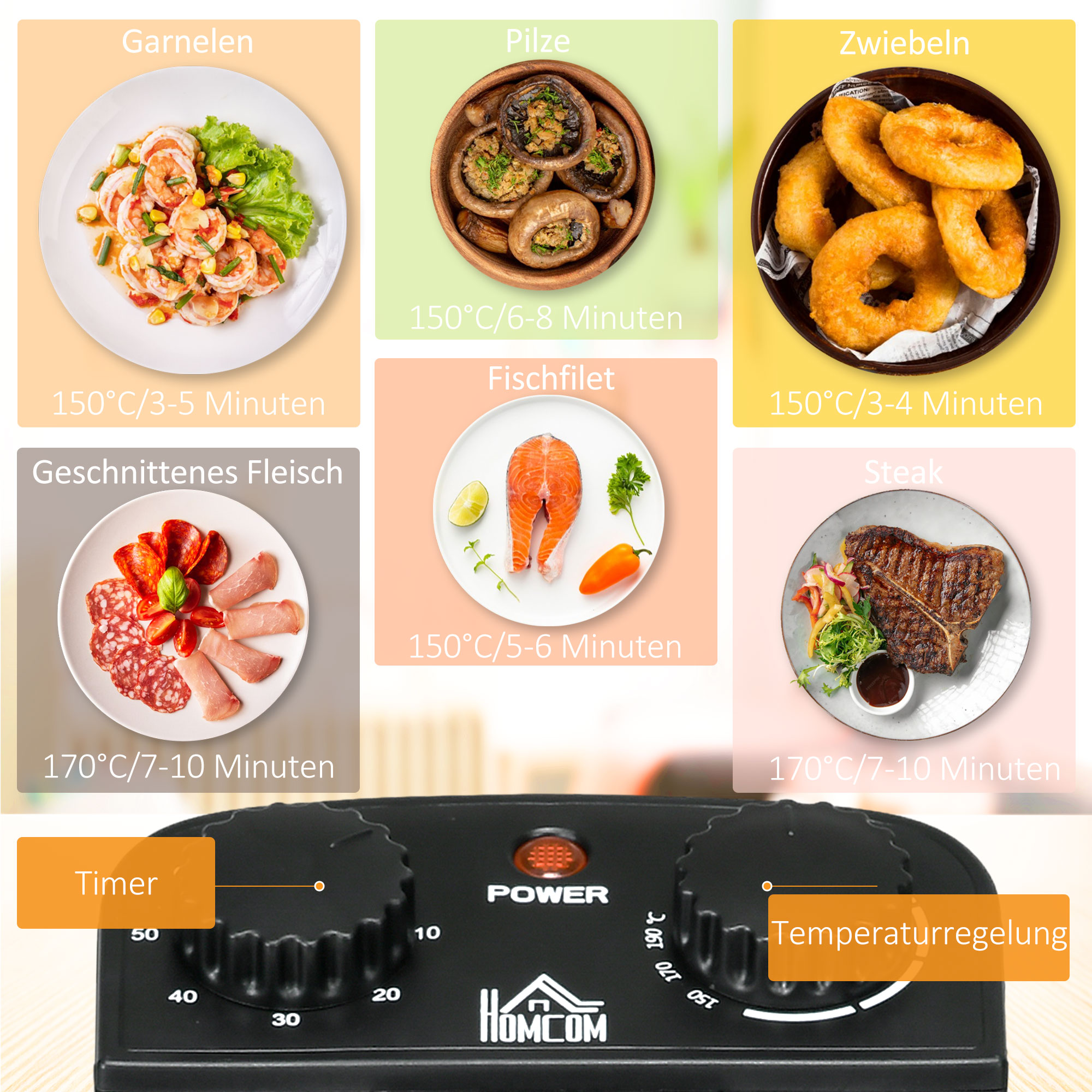 Fritteuse, 3 Liter, 2,000W Leistung, Klarsichtdeckel, kühler Griff, Schwarz