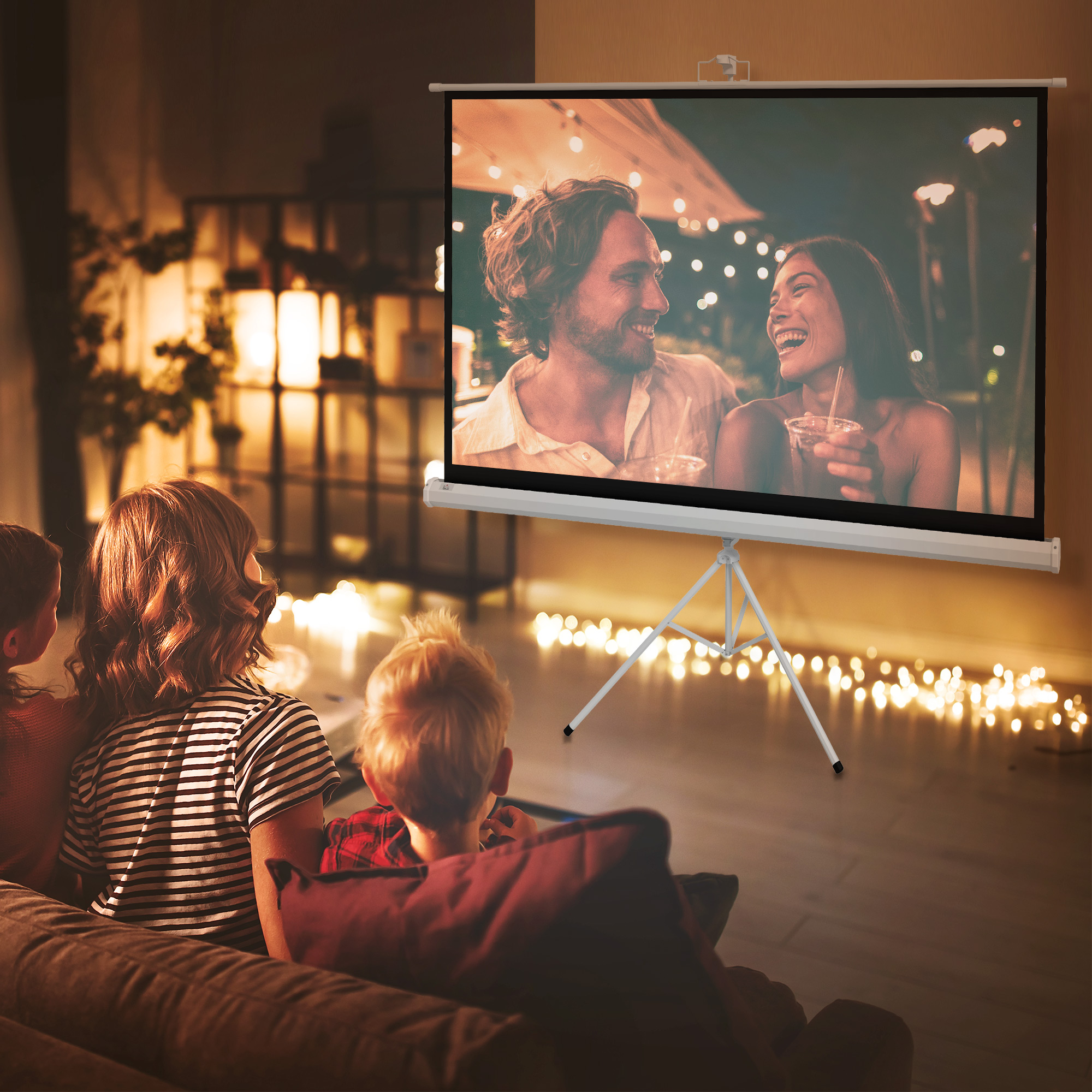 Beamer Leinwand mit Stativ 186 x 105 cm 84 Zoll 16:9 HD 4K Rollo-Leinwand