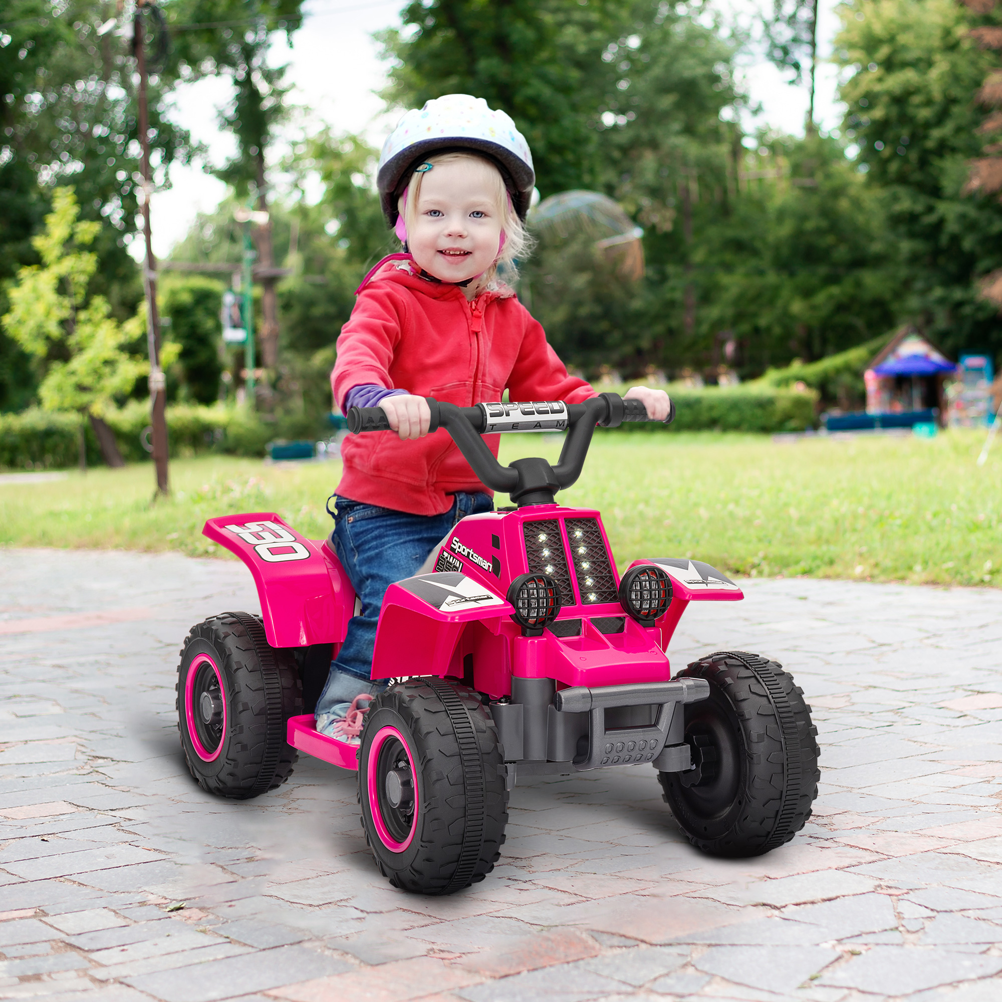 Kinderquad, batteriebetrieben, fährt vorwärts und rückwärts, LED-Lichter, 18-36 Monate, Rosa