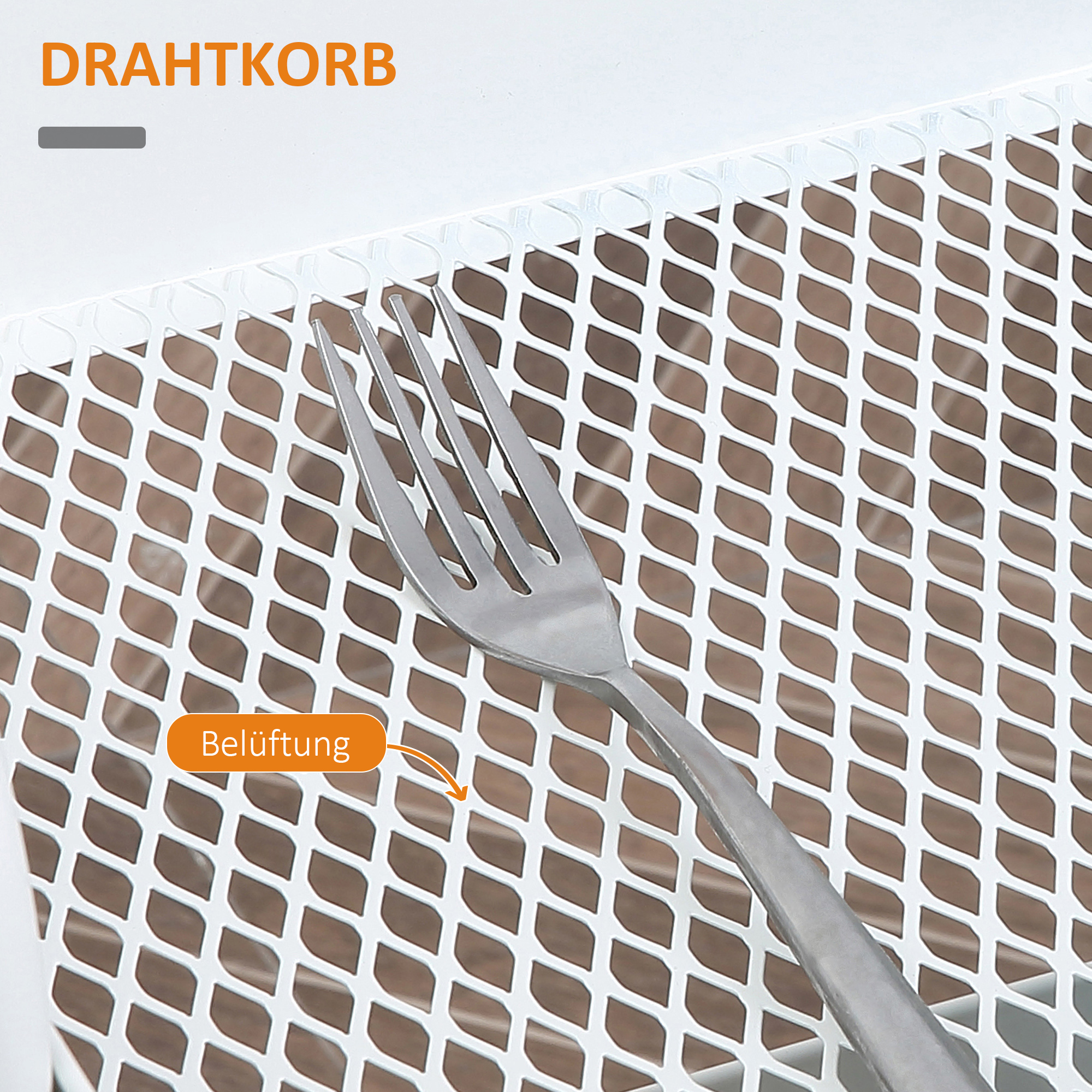 Rollbarer Küchenwagen, 2 Regale, Schublade, Ablage, 4 Rollen, Griffe, Stahl, Weiß