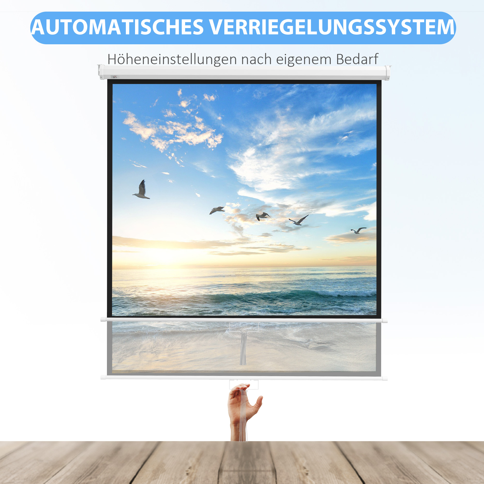 Beamer Leinwand 178 x 178 cm 99 Zoll 1:1 HD 4K Projektionsleinwand für Heimkino Büro-Präsentationen