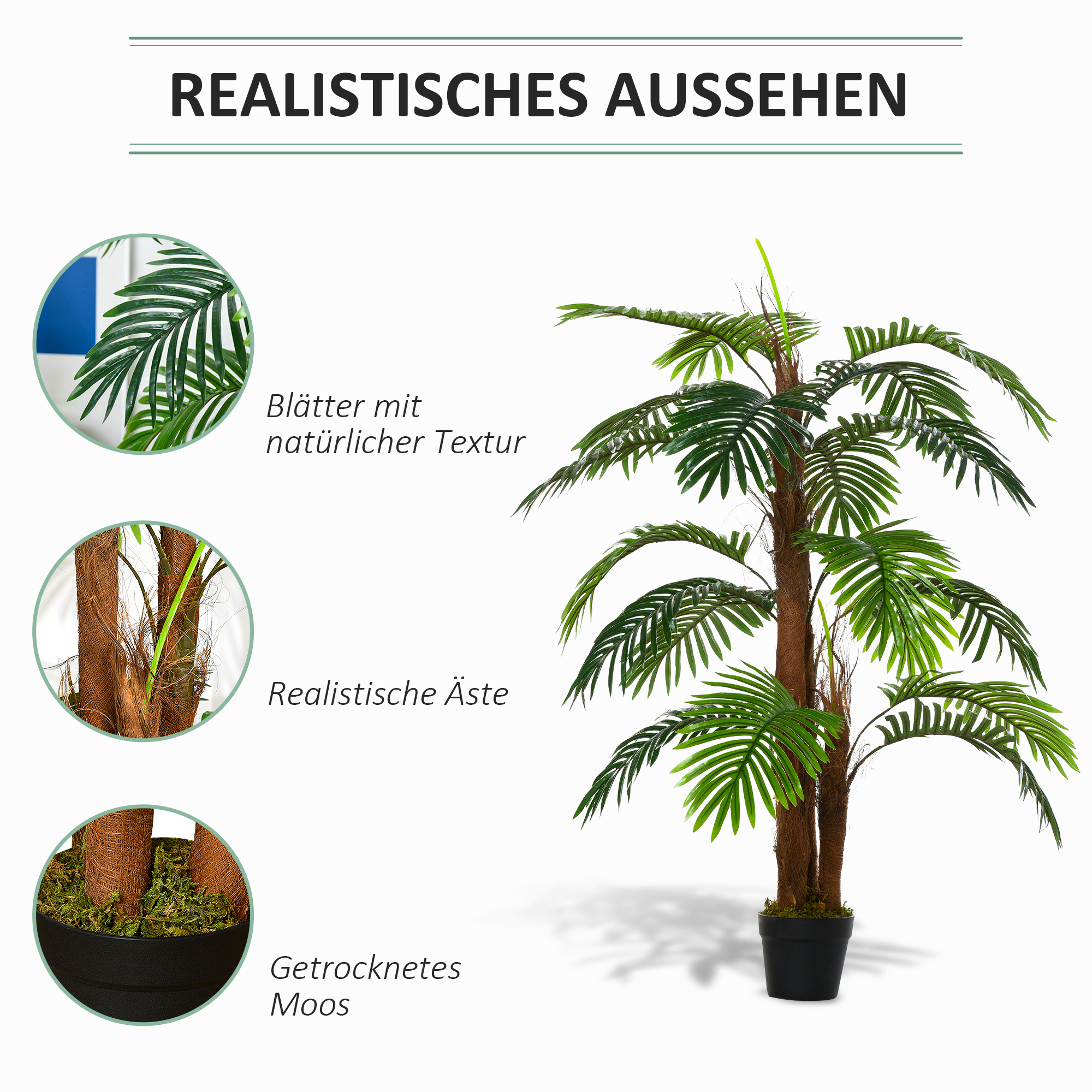 künstliche Pflanzen 120 cm künstlicher Palmen Palme Kunstpflanze Kunstbaum Kunstpflanzen im Topf Zimmerpflanze Dekopflanze Büropflanze Kunststofftopf für drinnen und draußen