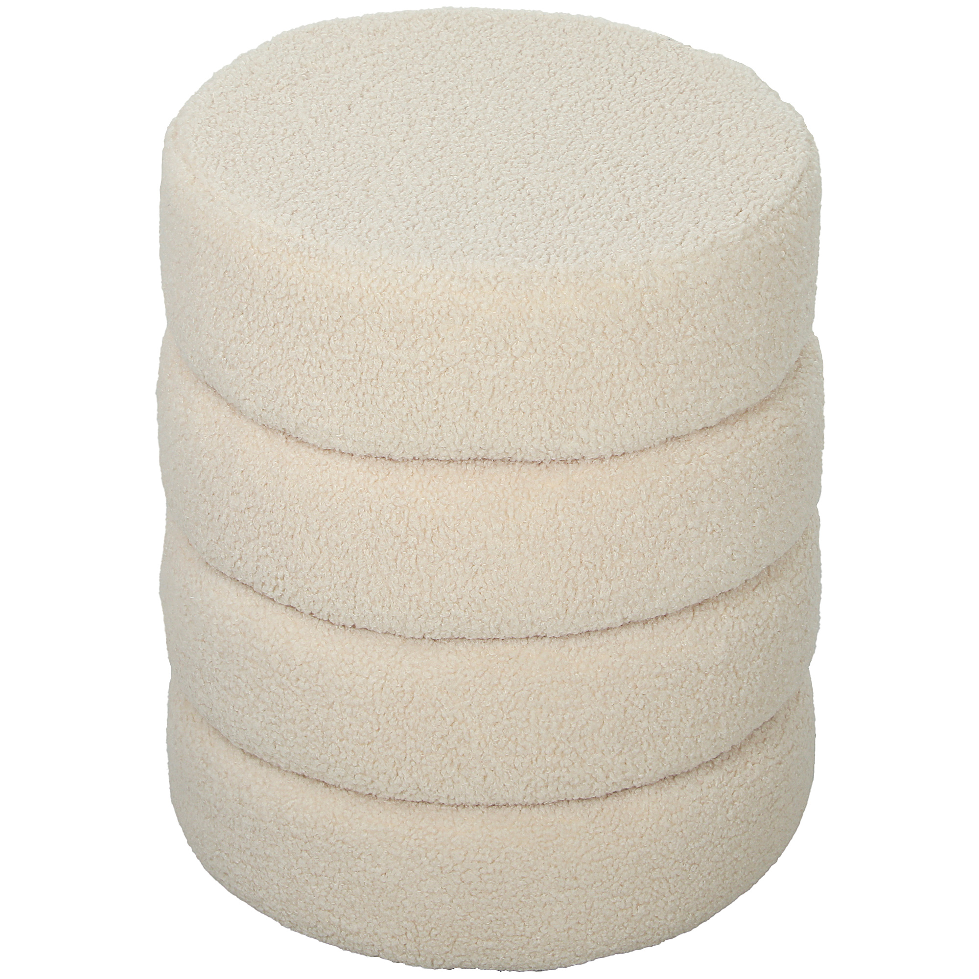 Hocker, rund, Teddyfleece, bis 120kg, ?40x45H cm, Beige