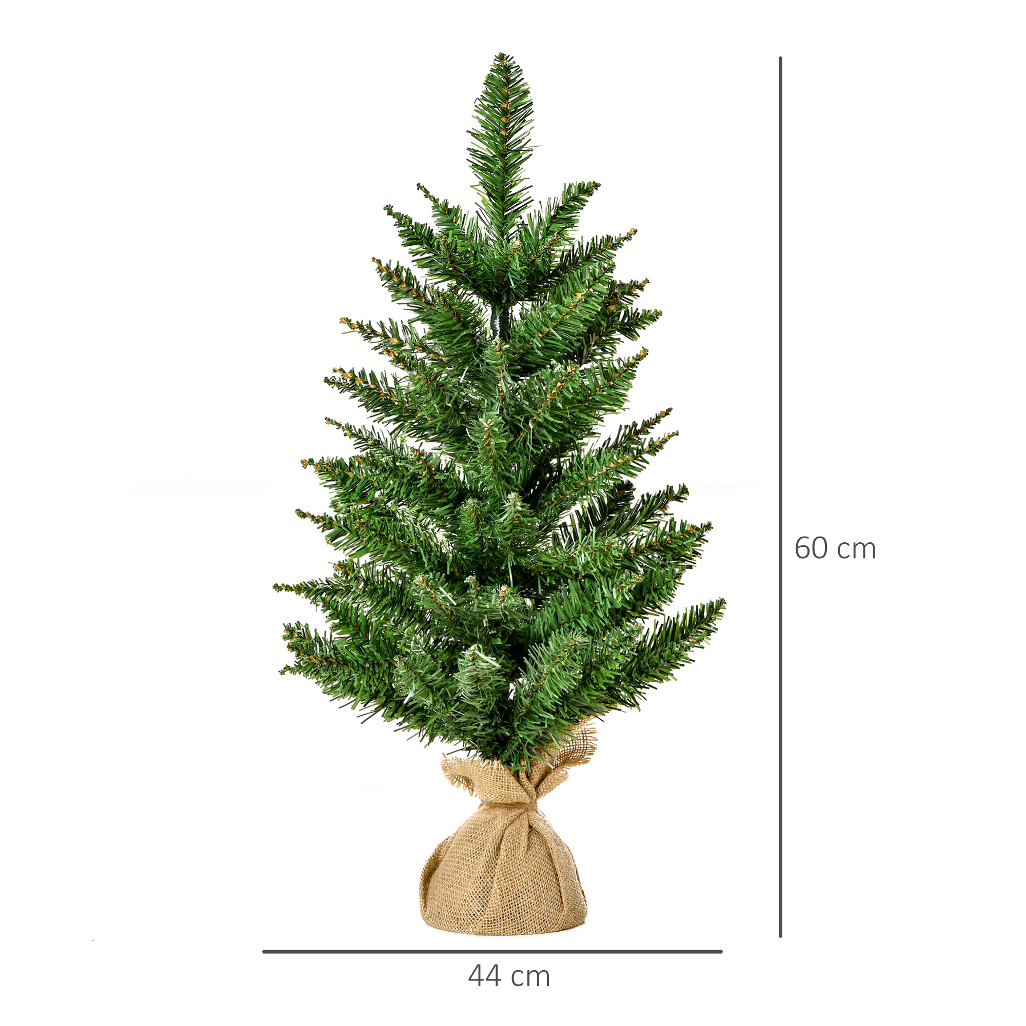 Mini Weihnachtsbaum mit künstlichem Schnee, 60 cm hoch, mit Zementständer, Mehrfarbig