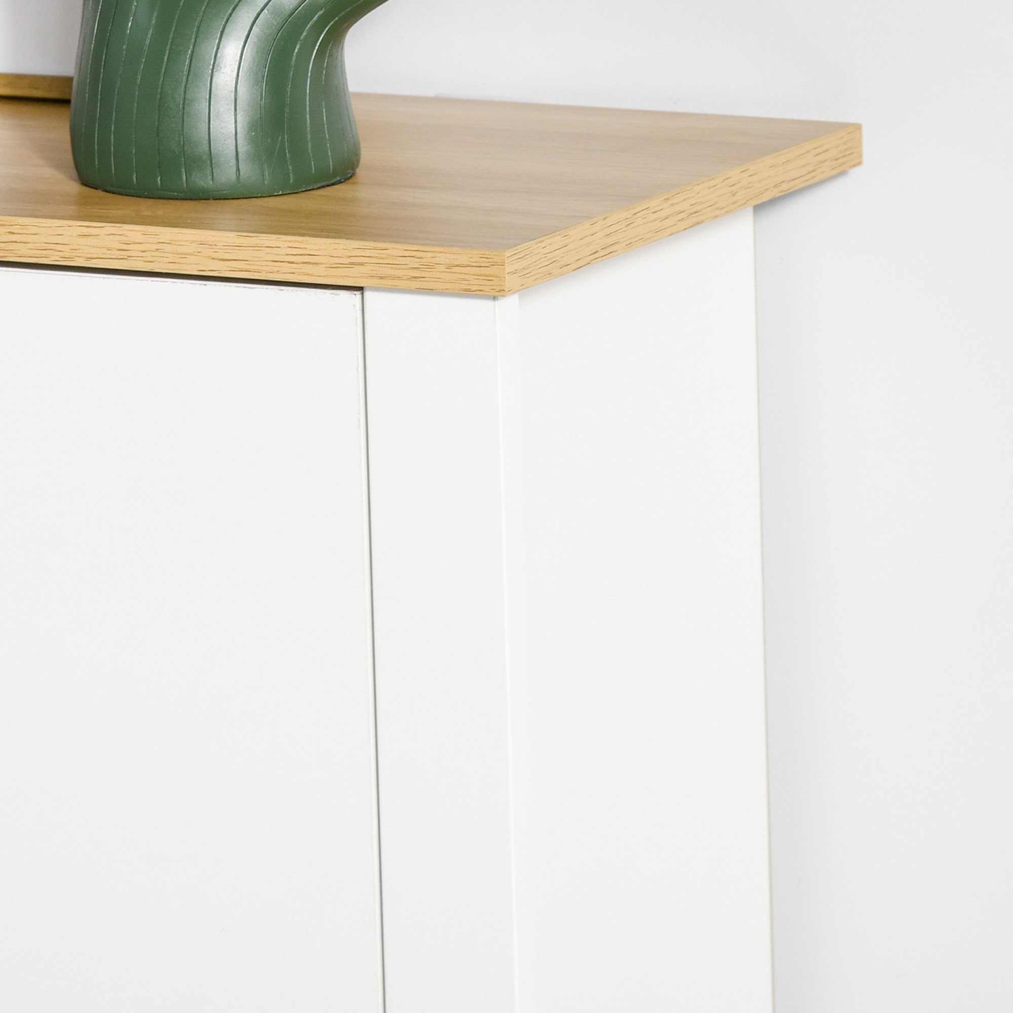 Schuhschrank Schruhregal Schuhaufbewahrung, 2 Fächer, 12 Paar Schuhe,  72 cm x 26 cm x 80 cm, Weiß + Braun