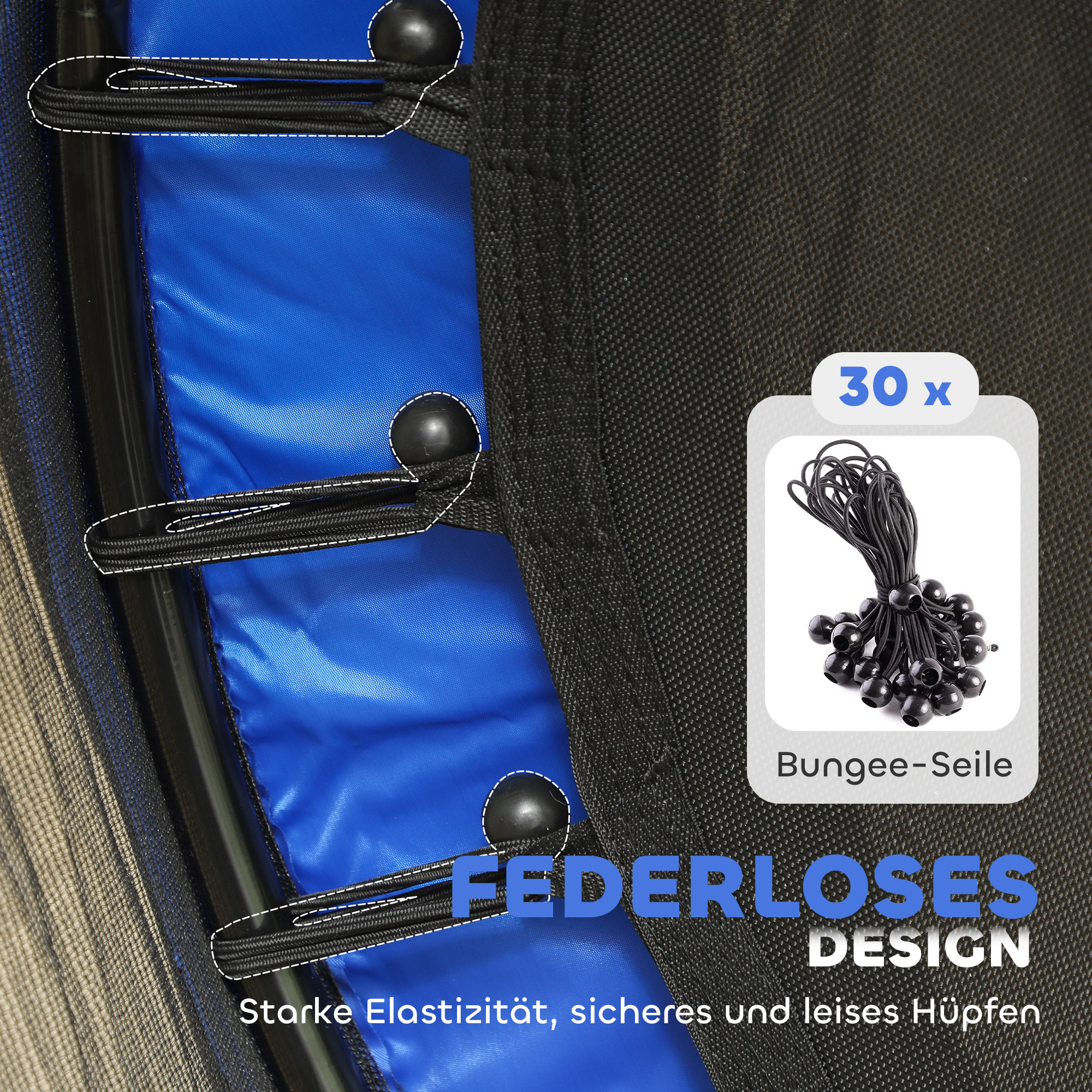 Trampolin für Kinder, Ø140 cm, mit Sicherheitsnetz, für innen und außen, Stahl, Kunststoff, belastbar bis 50 kg, Blau