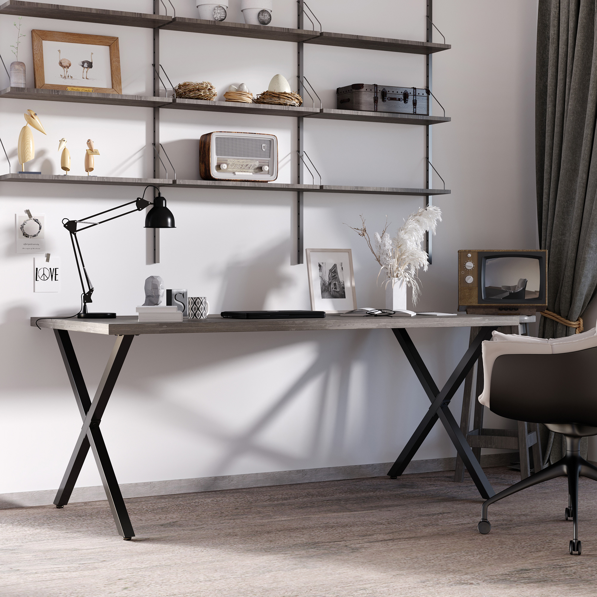 2 Stück Stahl Tischbeine Tischfüße für Esstisch Schreibtisch Couchtisch Tischgestell in X-Form Schwarz 72cm