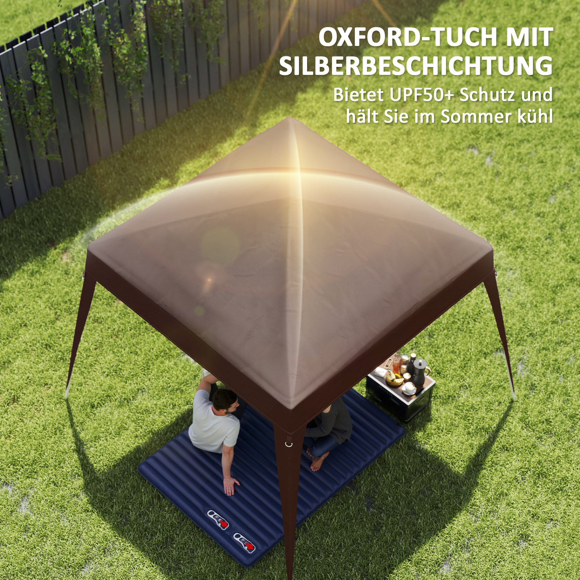 Pavillon-Ersatzdach, Ersatzplane für 3 x 3 m Gartenpavillon, Gartenzeltdach-Ersatz, UPF50+, Oxford-Stoff, Kaffee