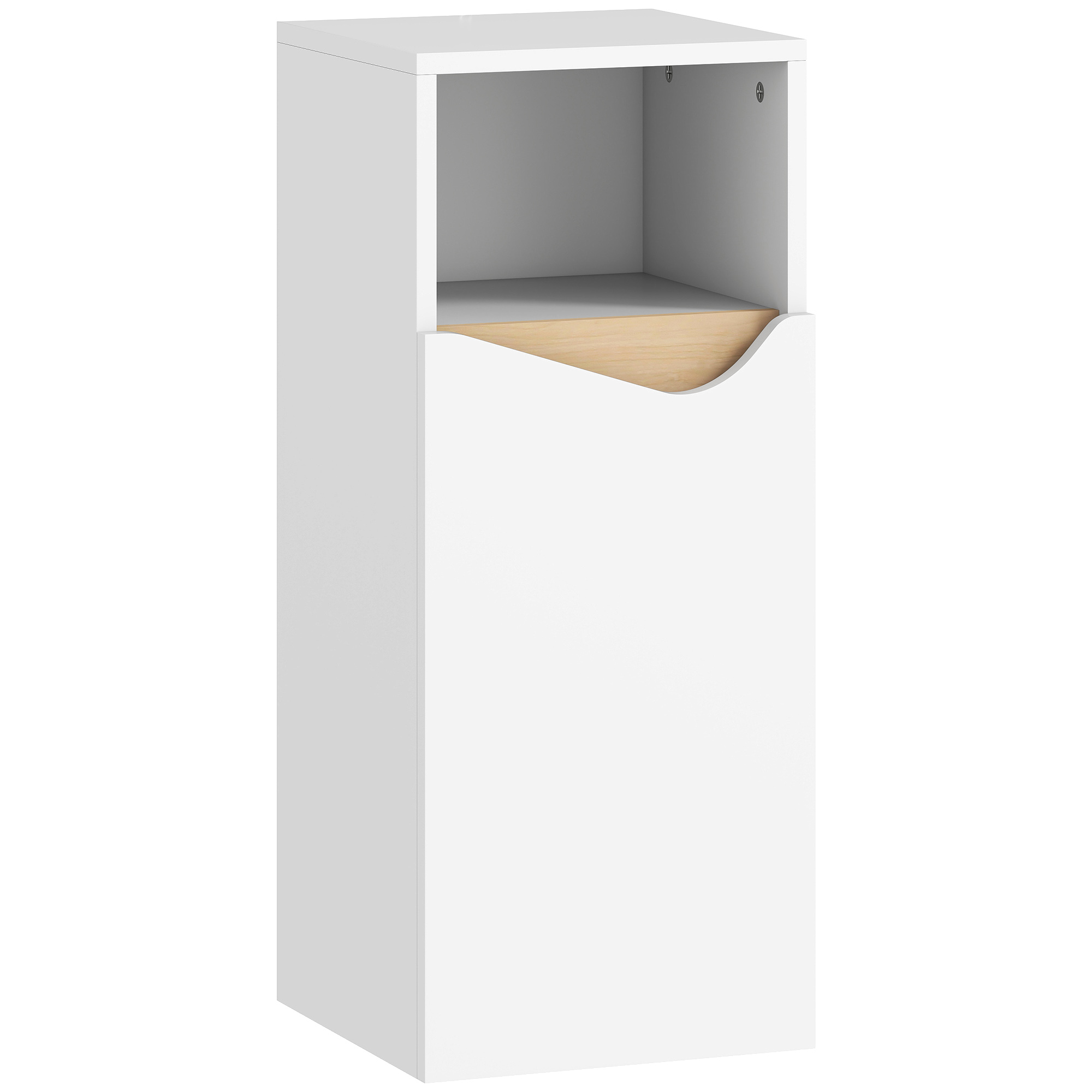 Badezimmerschrank Schmal Badschrank mit Verstellbaren Ablagen, offenem Fach 30 x 30 x 71,5 cm Weiß