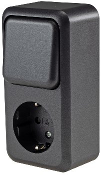 FASKO Kombi Steckdose Schalter,Anthrazit, 250V~, Aufputz, Schraubanschluss