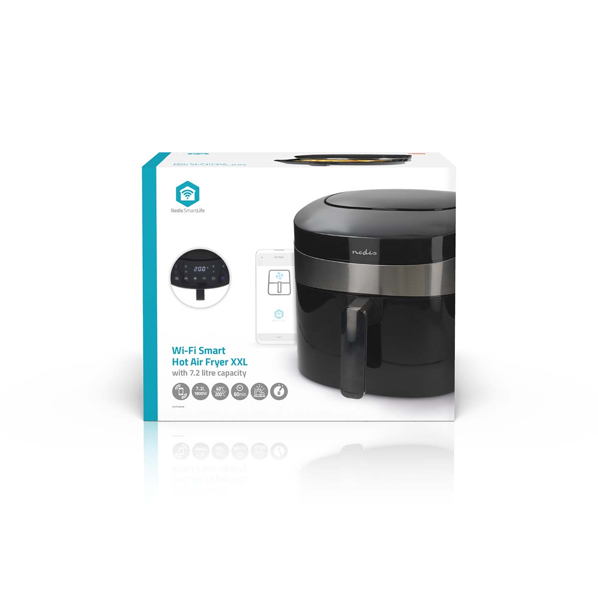 SmartLife Heißluftfritteuse | Wi-Fi | 7,2 l | Timer: 60 min | Anzahl voreingestellter Programme: 8 | Digital | Android / IOS | schwarz