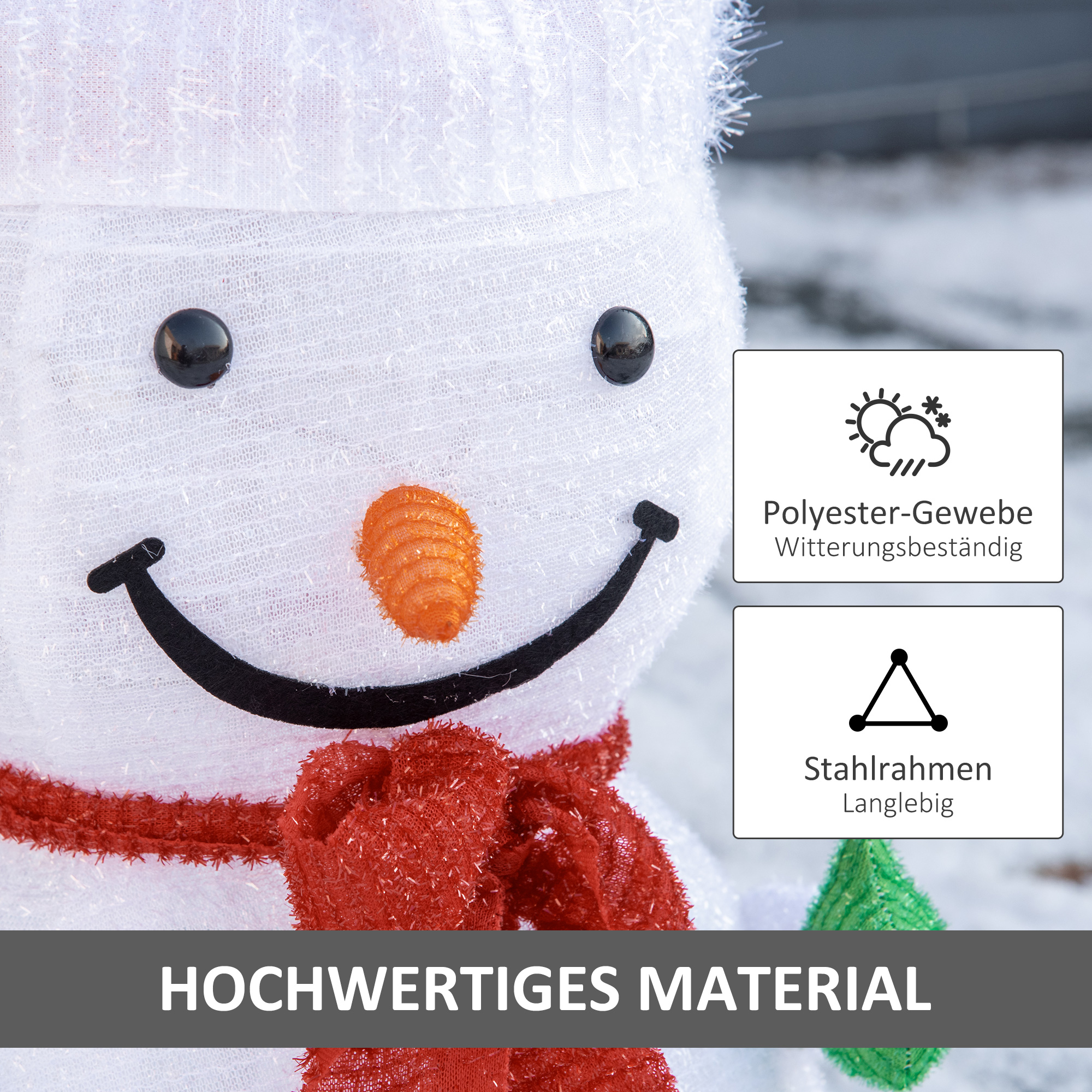 Weihnachtsdekoration Schneemann Outdoor,Weihnachtsdeko Weihnachtslicht, inkl, LEDS, 30 cm x 30 cm x 51 cm, Rot+Weiß