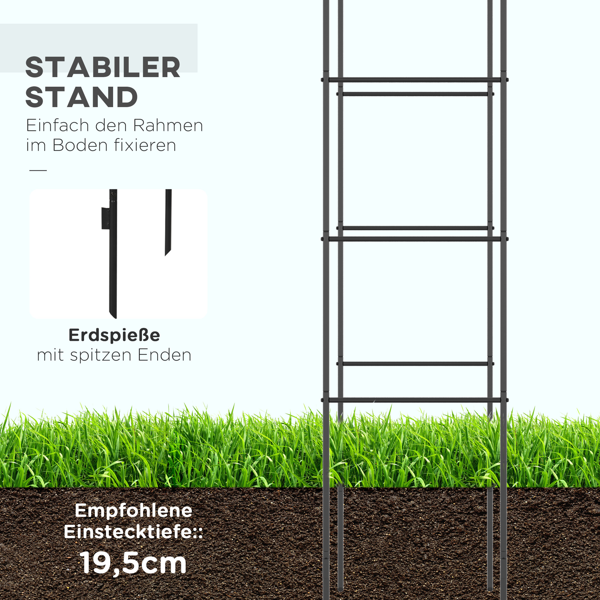 Gartenbogen, Rosenbogen, Rankbogen, Rosenspalier Metall, schwarz, 1,40 x 0,40 x 2,40 m