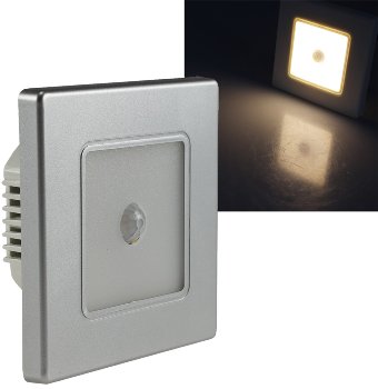 LED Wand-Einbauleuchte "EBL 86 PIR", 2W, 3000k, warmweiß, Rahmen silber LED Wand-Einbauleuchte "EBL 86 PIR", 2W, 3000k, warmweiß, Rahmen silber