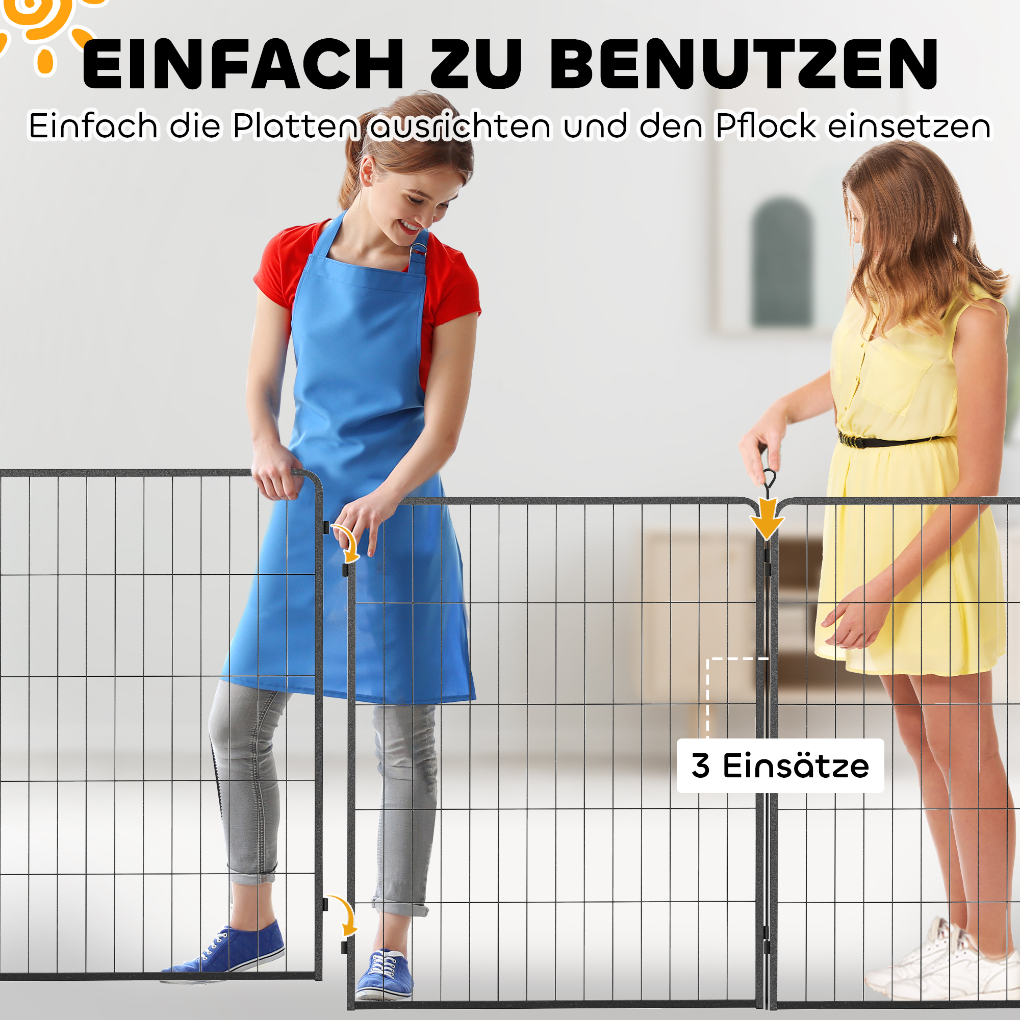 2er-Set Erweiterung für Welpengehege, Hundezaun-Paneele, Haustierspielplatz, Welpenzaun aus Stahl, Grau