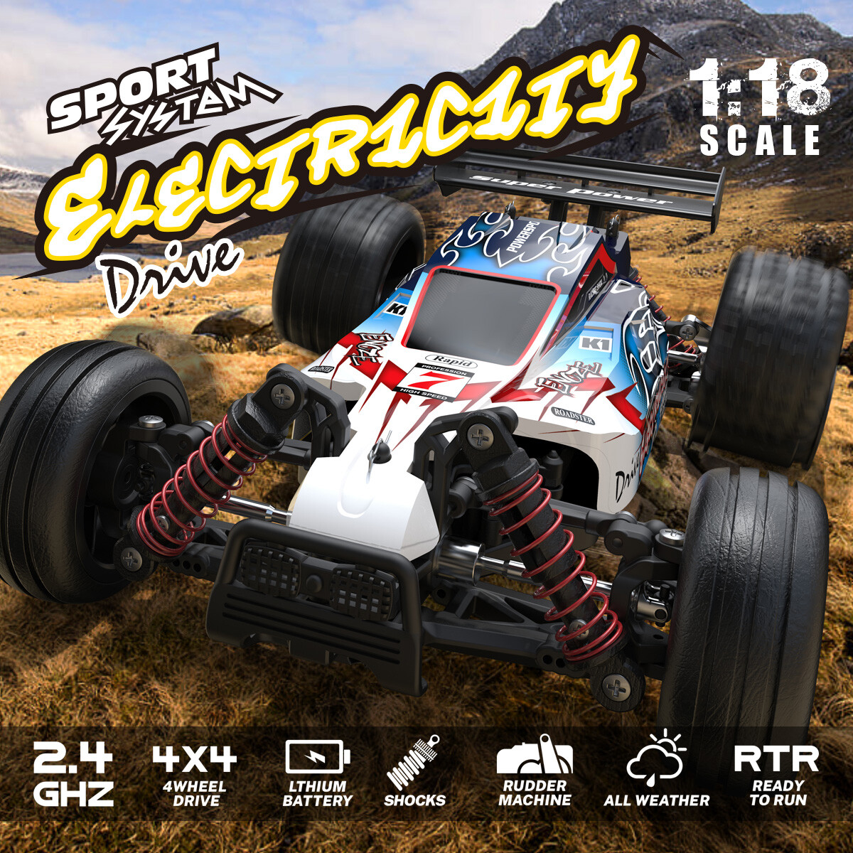 RC Buggy 1:18, 40 km/h, Allradantrieb - LiIon - "Electricity 306E"