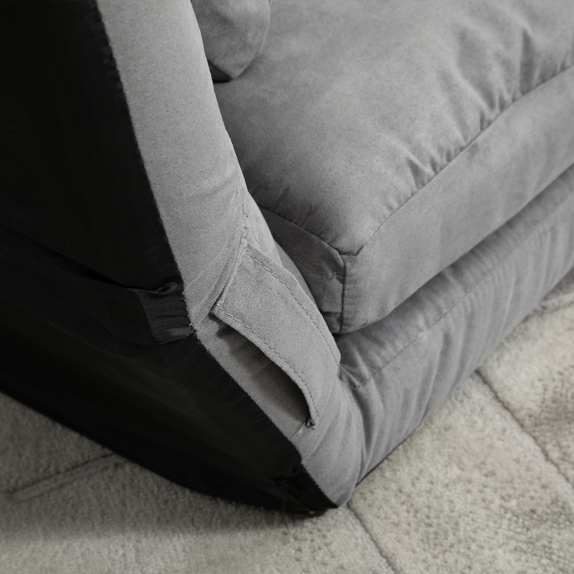 Bodensofa klappbar Schlafsofa mit 3-stuhfig verstellbar Rückenlehne Hellgrau