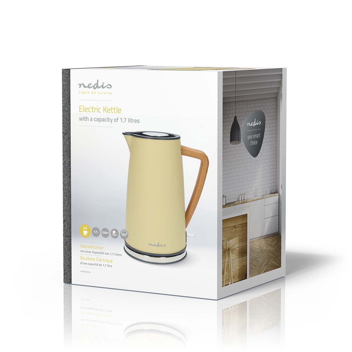 Wasserkocher | 1.7 l | Soft-Touch | Gelb | Um 360 Grad drehbar | Verdecktes Heizelement | Strix Controller | Boil-dry protection
