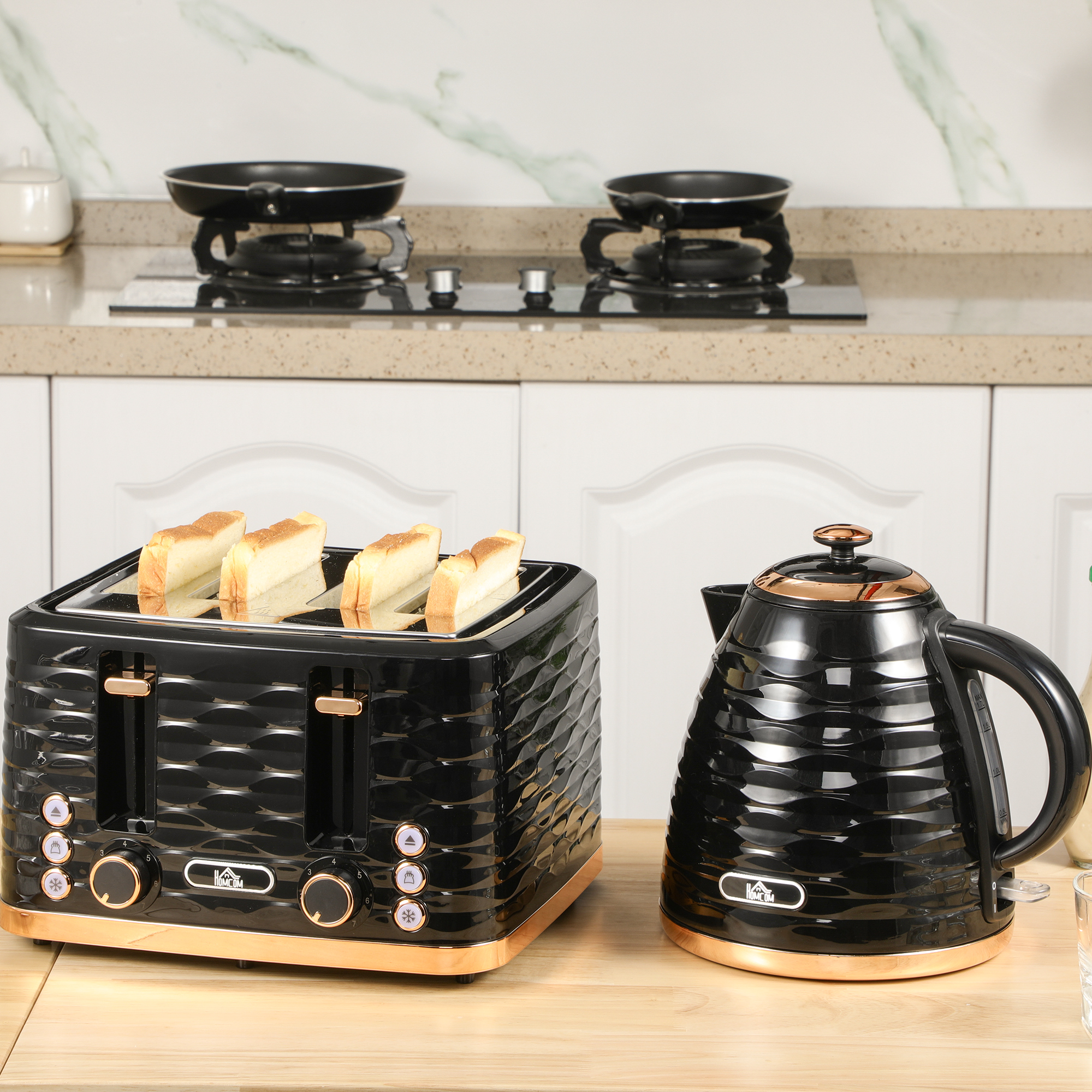 2-in-1 Toaster und Wasserkocher Set, 7 Bräunungsstufen, Auftau- und Aufwärmfunktion, Grau