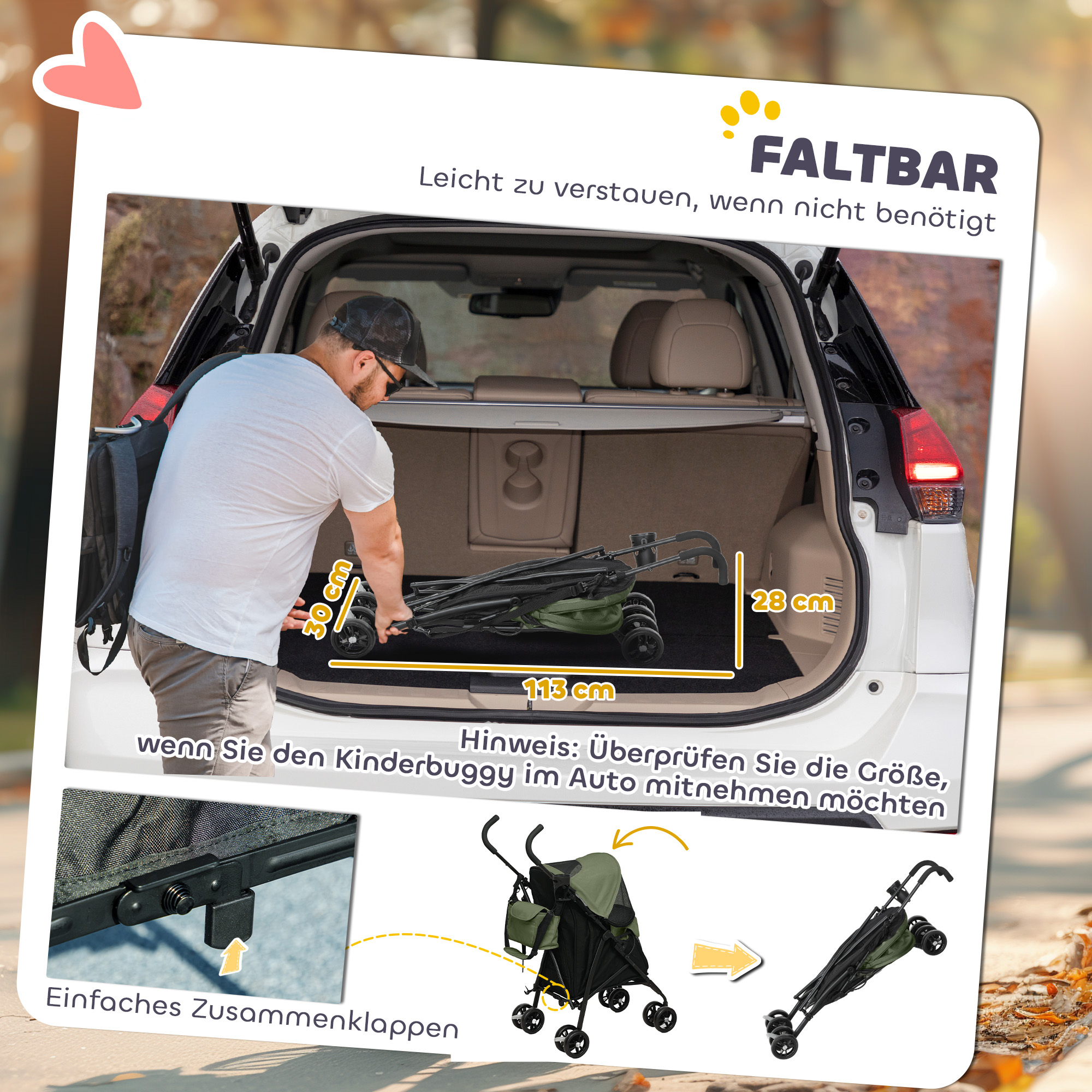 Haustierwagen, Sicherheitsleinen, Netzfenster, 76L x 44B x 103H cm, Dunkelgrün