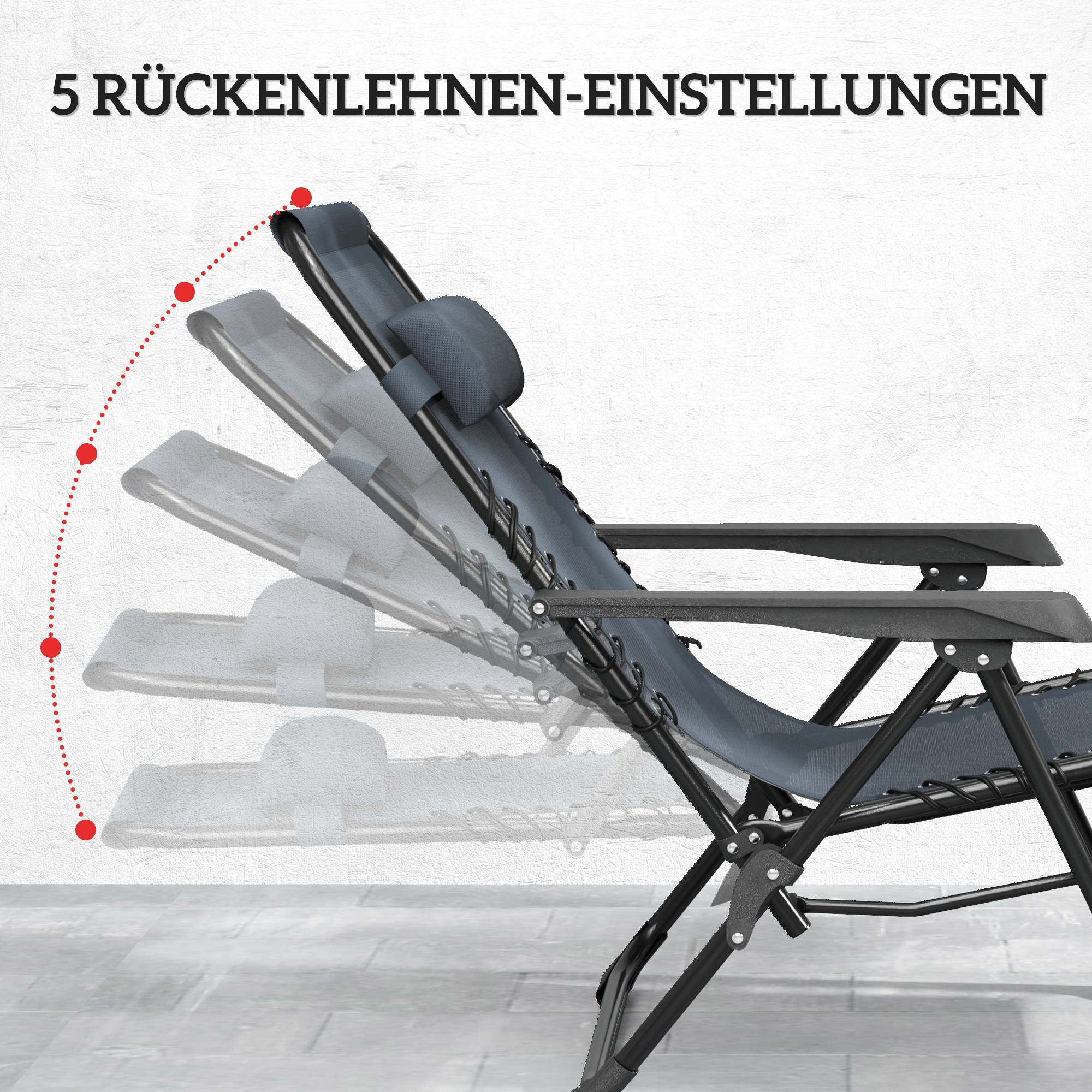 Sonnenliege 2er Set klappbar Zero Gravity Liegestuhl mit Kopfstützen Beistelltisch inklusive 2 Getränkehalter