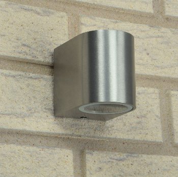 Außen-Wandleuchte "CTW-1", für 1x GU10, IP44, Edelstahl poliert