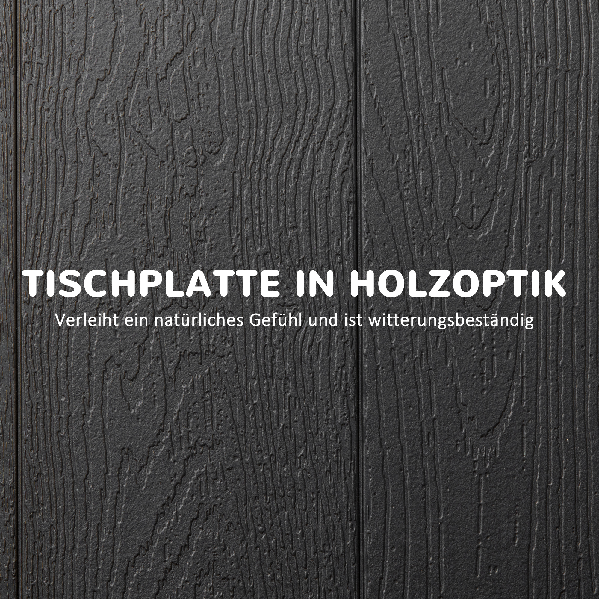 Outdoortisch, Gartentisch, für 6 Pers., klappbar, Holzoptik, dunkelgrau, 180 x 75,5 x 73 cm